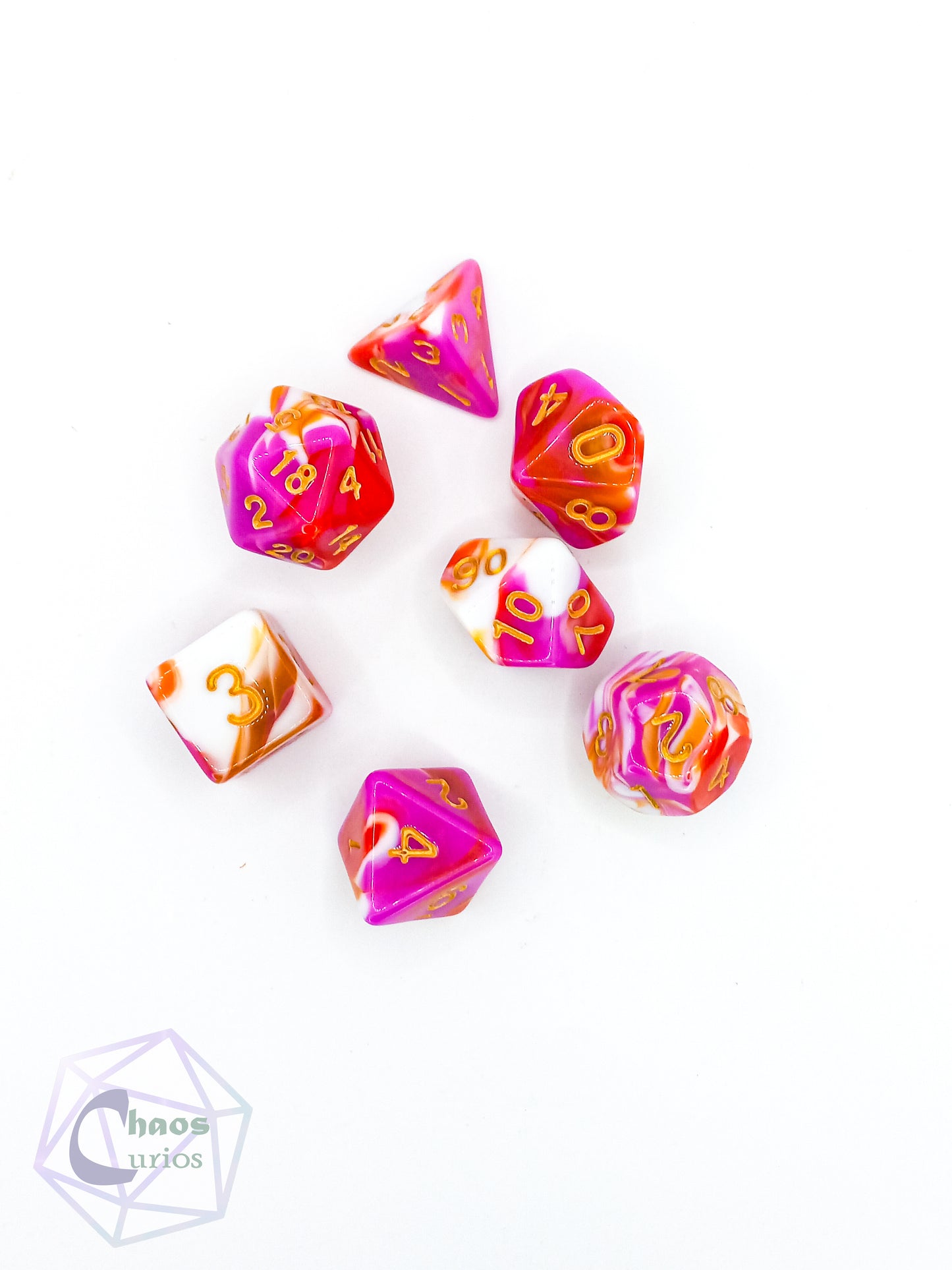Chaotic Lesbians 7-piece Dice Set