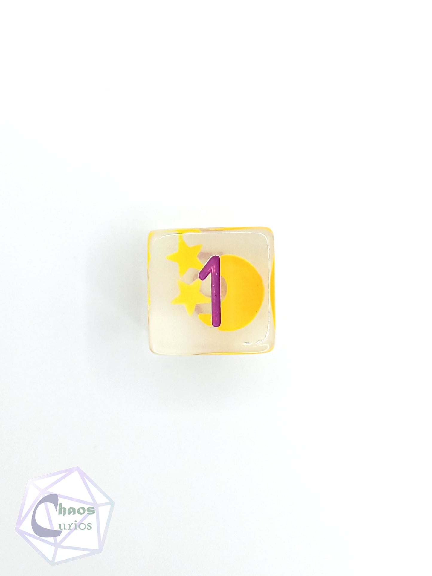Moon and Stars 7-piece Resin Dice Set Glow in the Dark