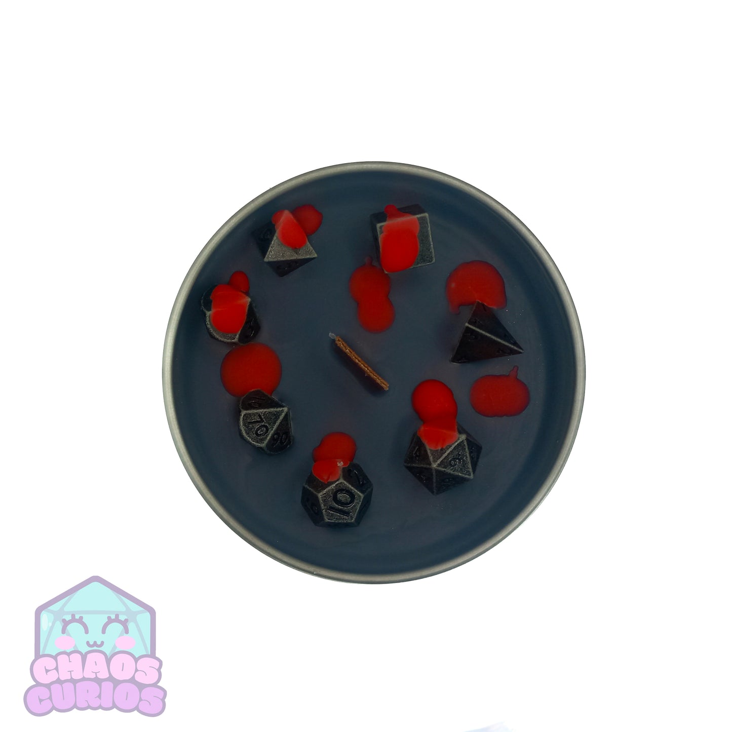 Satanic Panic! RPG Candle, RPG Dice Candle, Wooden Wick, Black Cherry Scented, Roleplay Candle, Dice Wax Melts, 35+ Hours