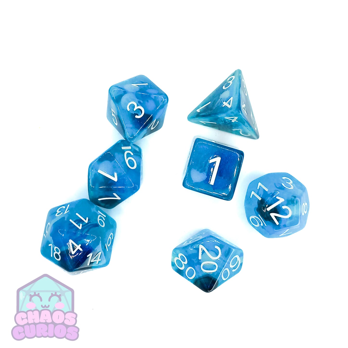 Deep Sea Jellyfish 7-piece Resin Dice Set