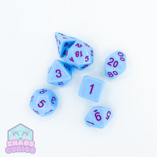 Blue Pink Retro Candy 7-piece Dice Set