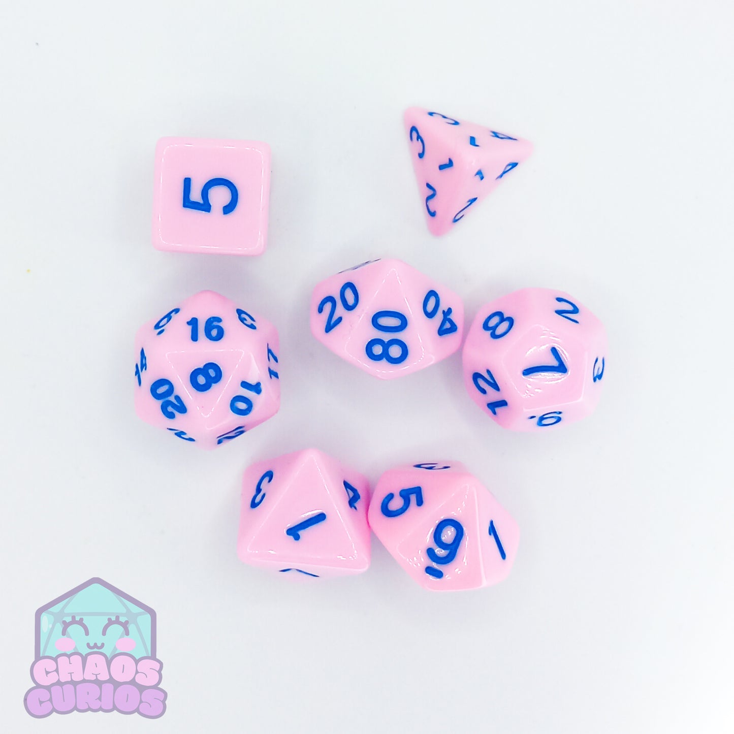 Pink Blue Retro Candy 7-piece Dice Set