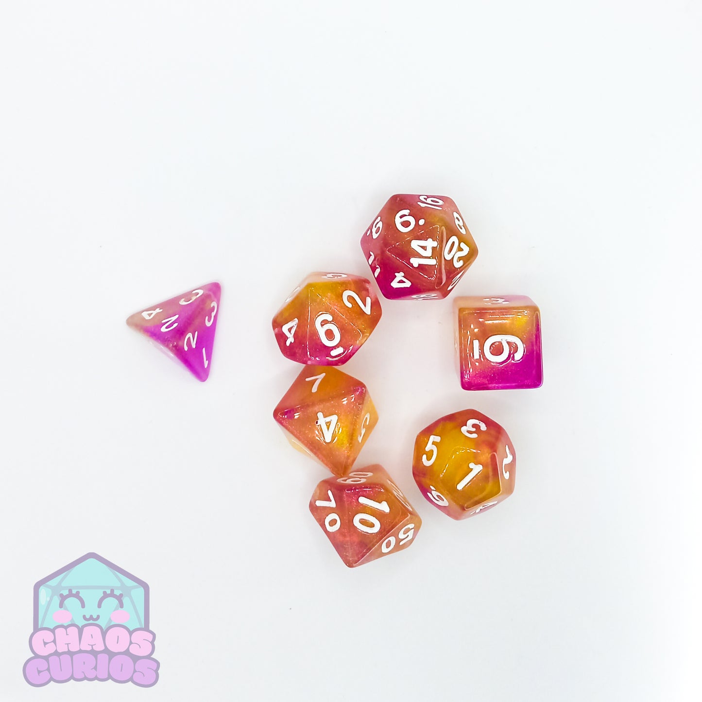 Pink Mermaid Tales 7-piece Dice Set