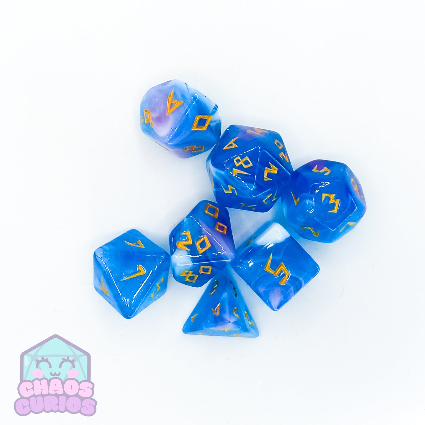 Blue Purple Norse 7-piece Dice Set