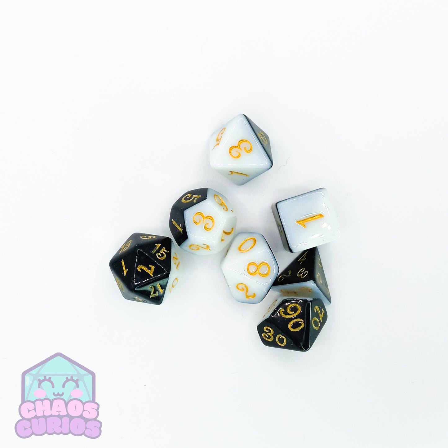 Black White Carnival 7-piece Dice Set
