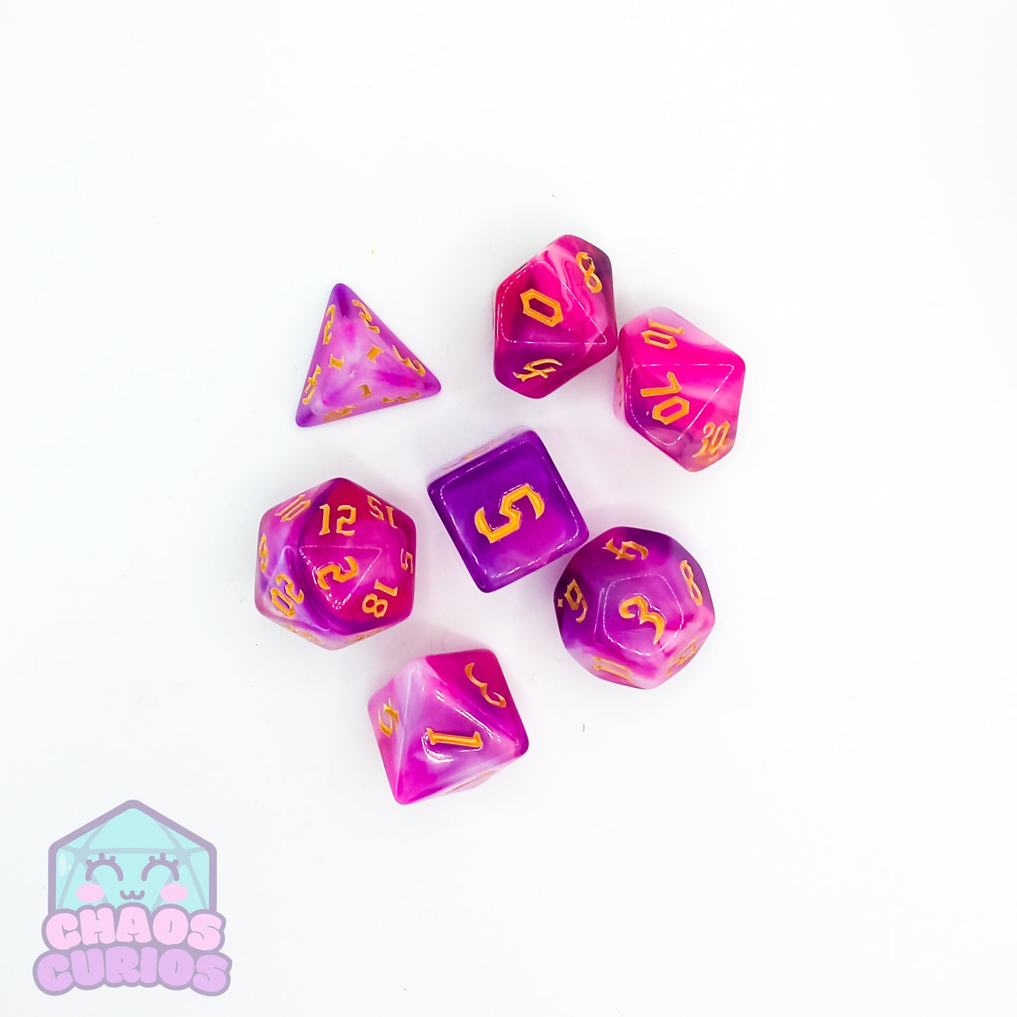Pink Jade 7-piece Dice Set