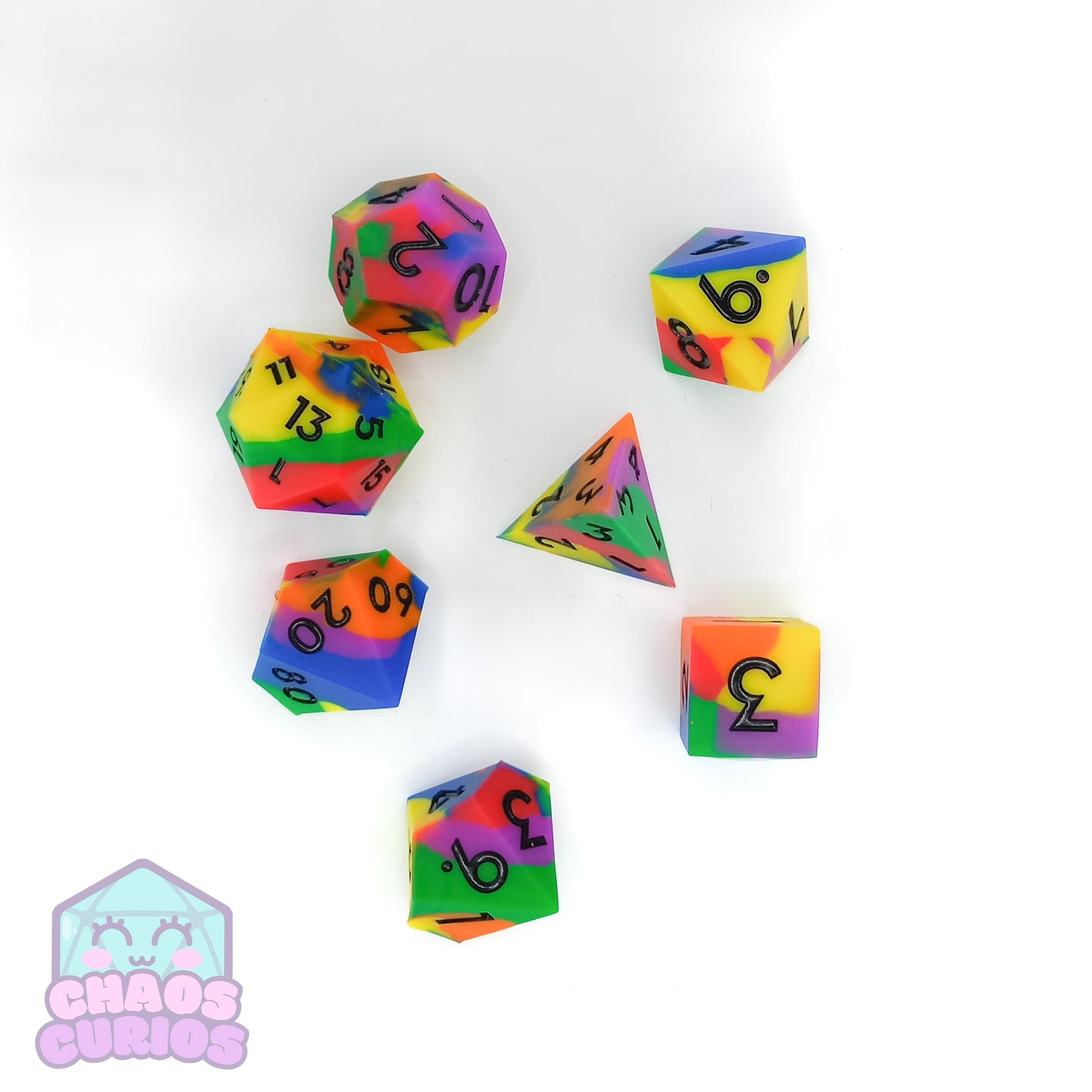 BOUNCY BALL Rainbow 7-piece Dice Set
