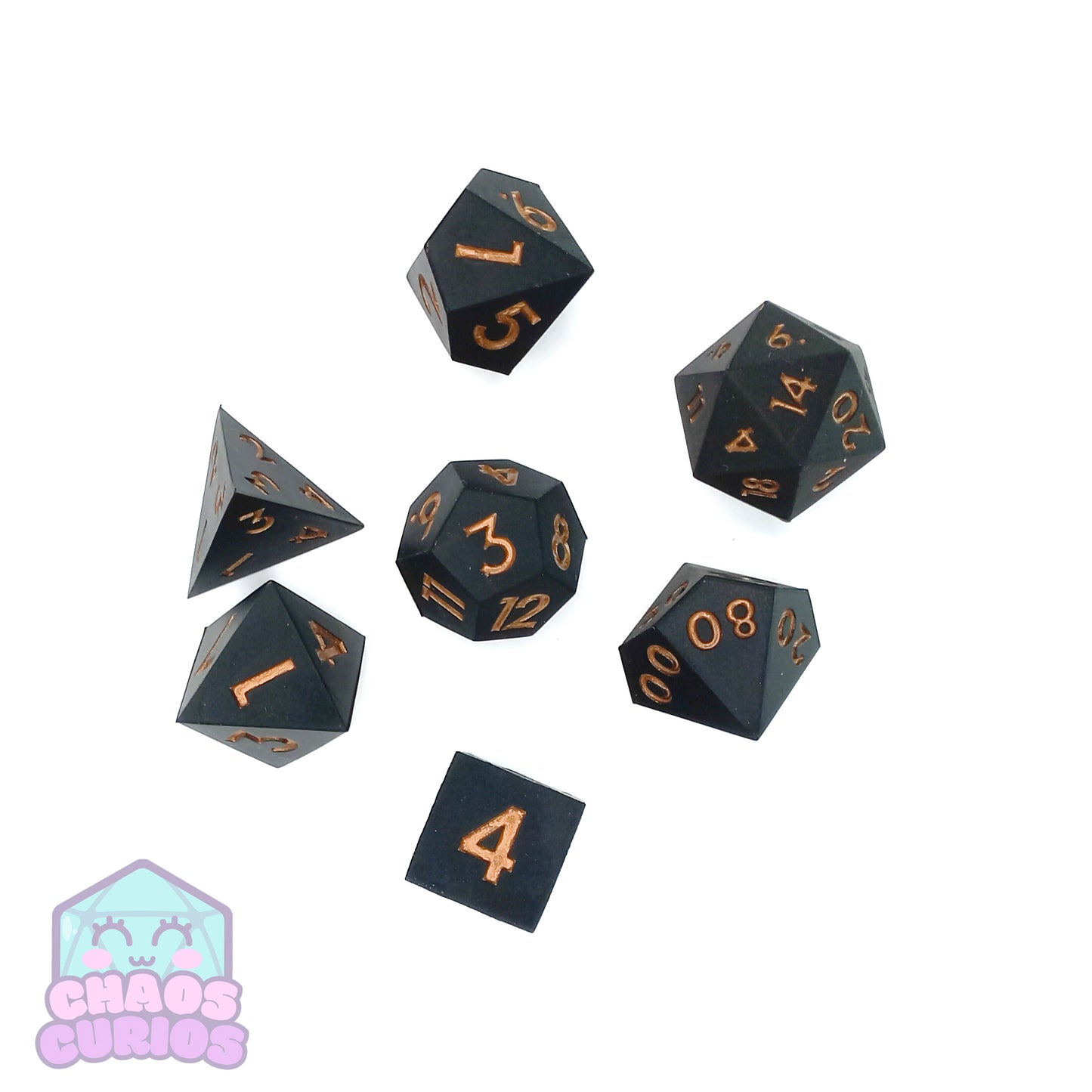 BOUNCY BALL Black 7-piece Dice Set