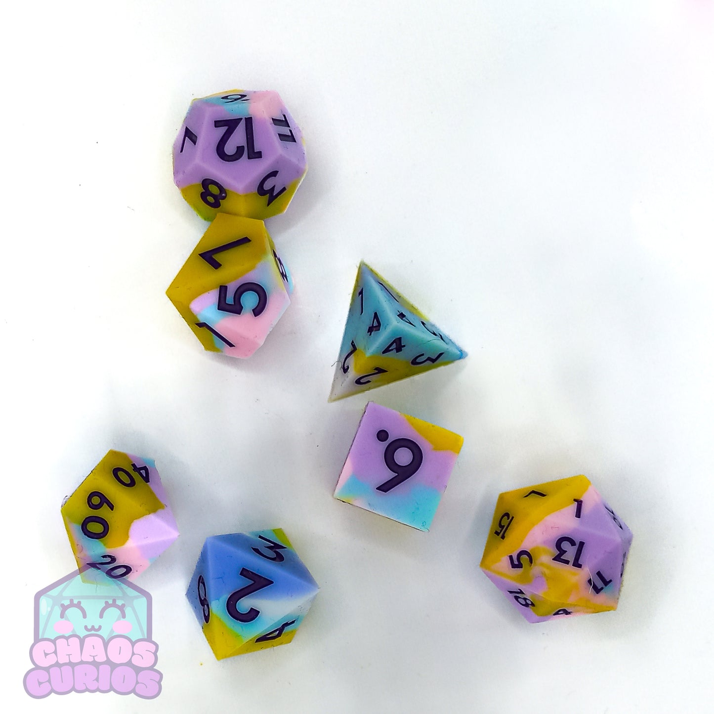 BOUNCY BALL Pastel 7-piece Dice Set