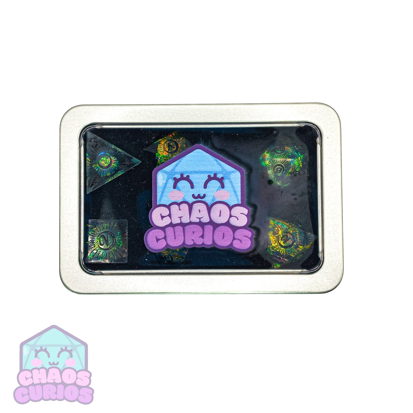 Holographic Mystical Moon 7-piece Sharp Edged Resin Dice Set