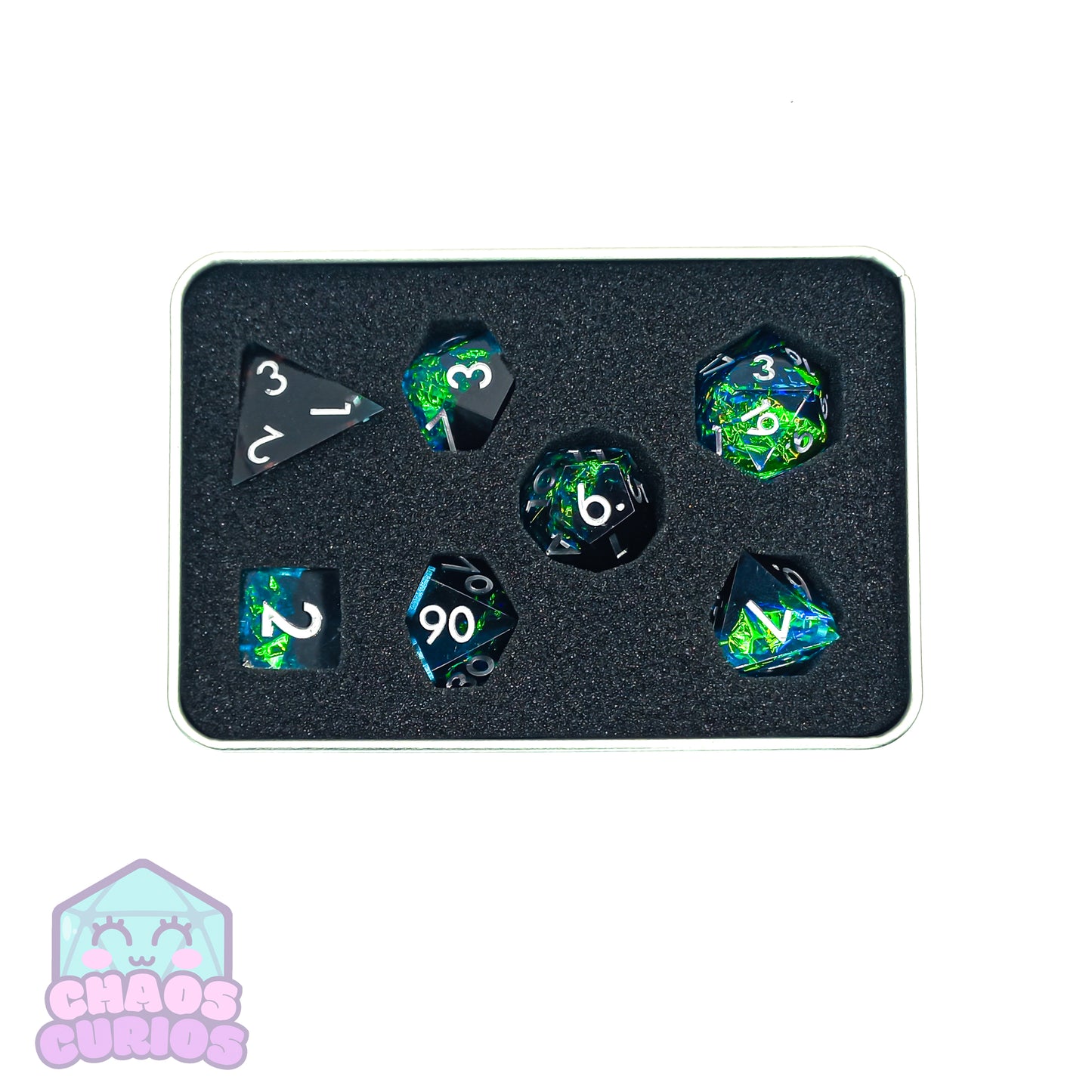 Dark Nebula 7-piece Sharp Edged Resin Dice Set