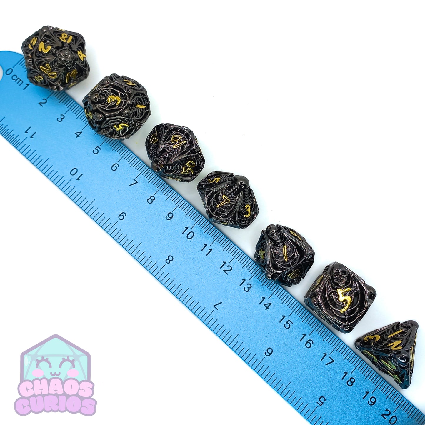 Hollow Skull 7-piece Metal Dice Set
