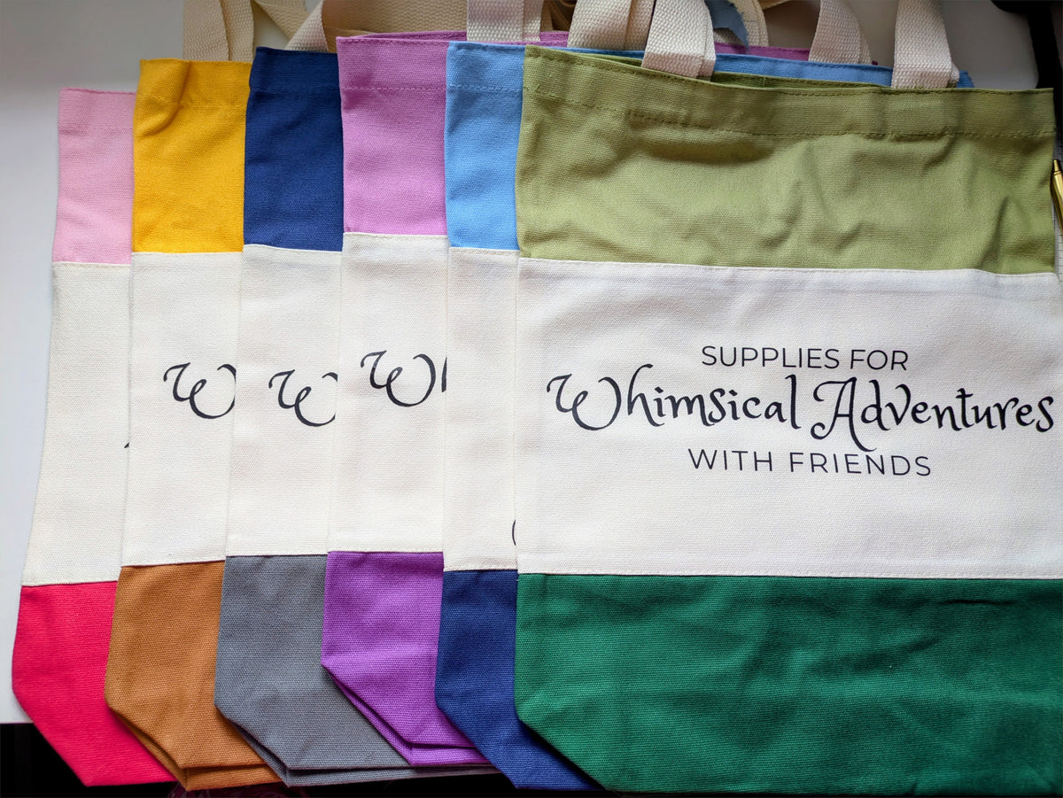 Whimsical Adventures with Friends Tote Bag, canvas tote bag