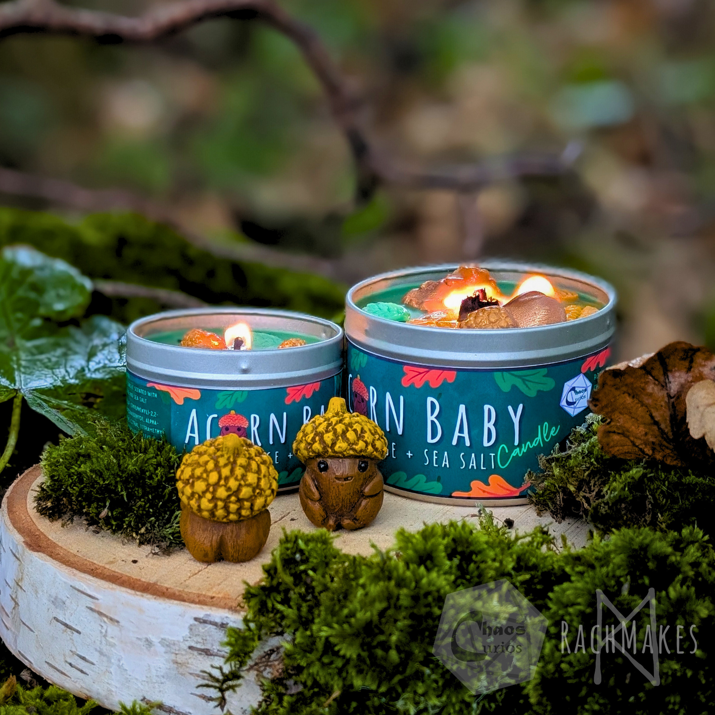 Baby Acorn Candle, Rachmakes X ChaosCurios, Wood Wick, Wood Sage Scented, Baby Acorn, 35+ Hours