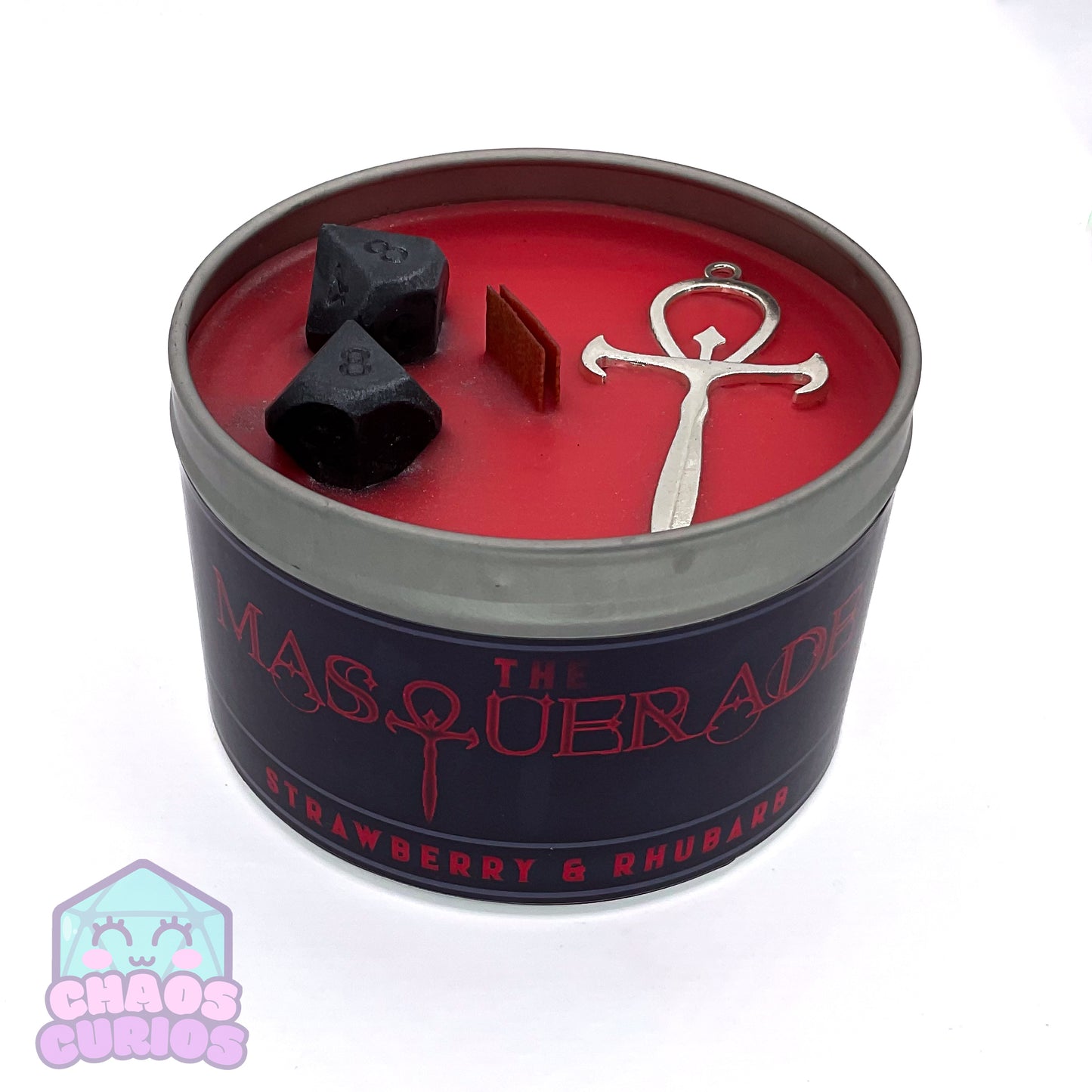 The Masquerade, Vampire themed Vegan Coconut Wax Candle, Strawberry and Rhubarb Scented, 35 hrs+ burn time, Roleplaying Game Candle, RPG Candle
