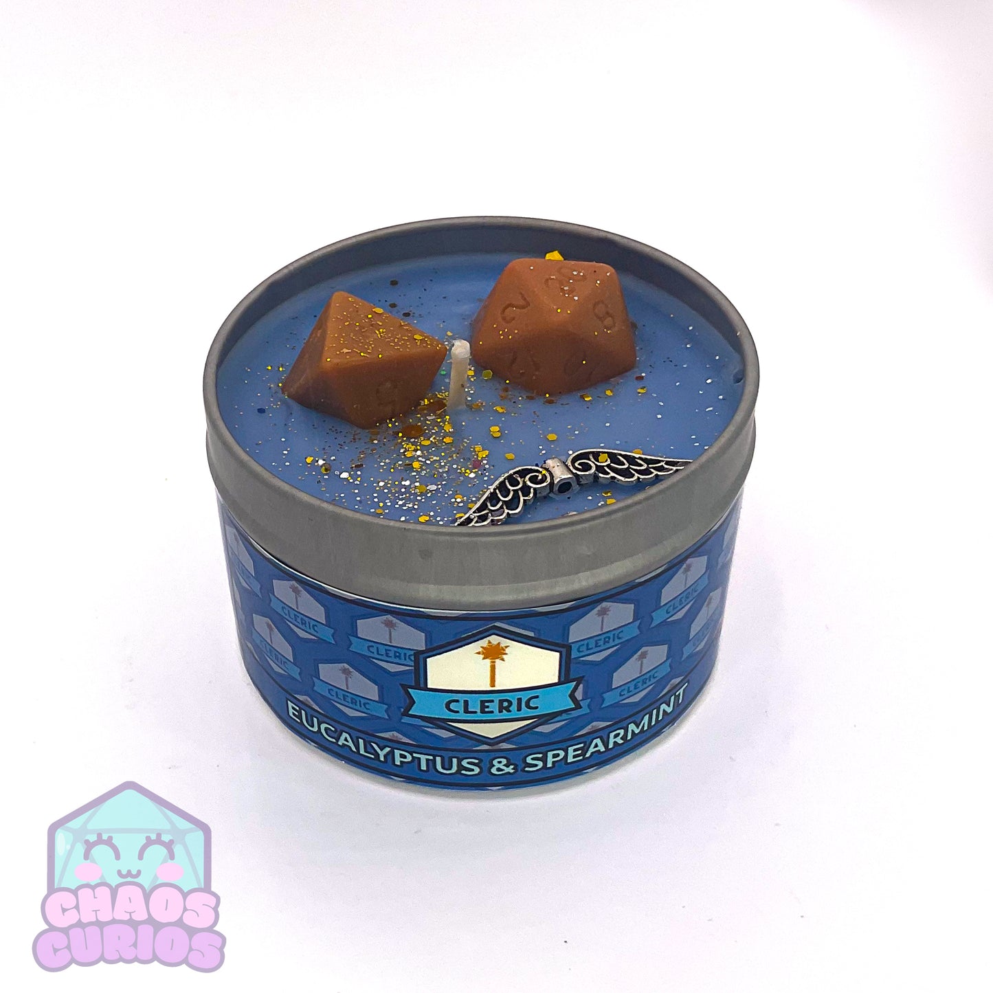 Cleric, DnD Character Candle, DnD Dice Candle, Wooden Wick, Peaches and Cream Scented, Roleplay Candle, Dice Wax Melts, 35+ Hours