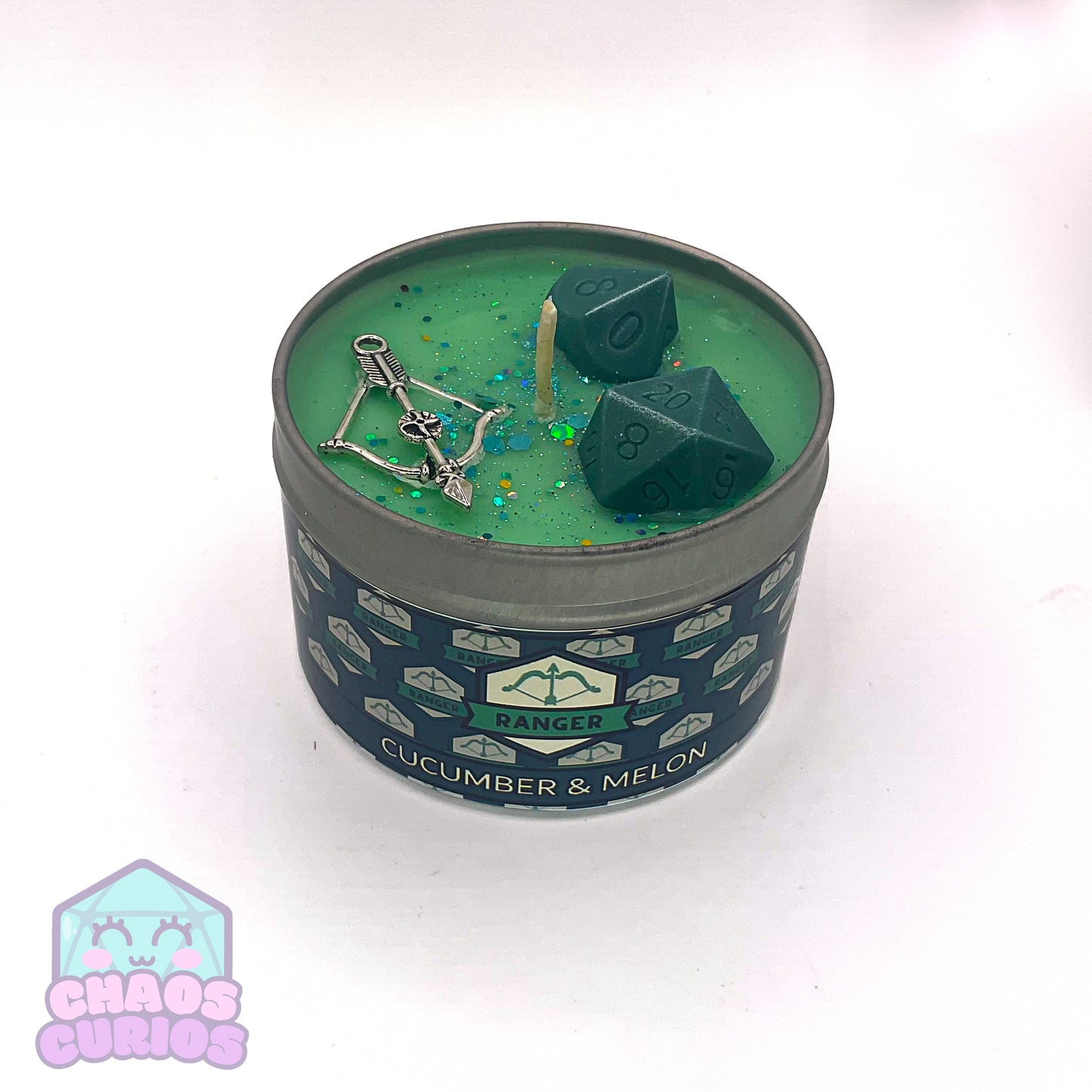 Ranger, DnD Character Candle, DnD Dice Candle, Wooden Wick, Cucumber and Melon Scented, Roleplay Candle, Dice Wax Melts, 35+ Hours