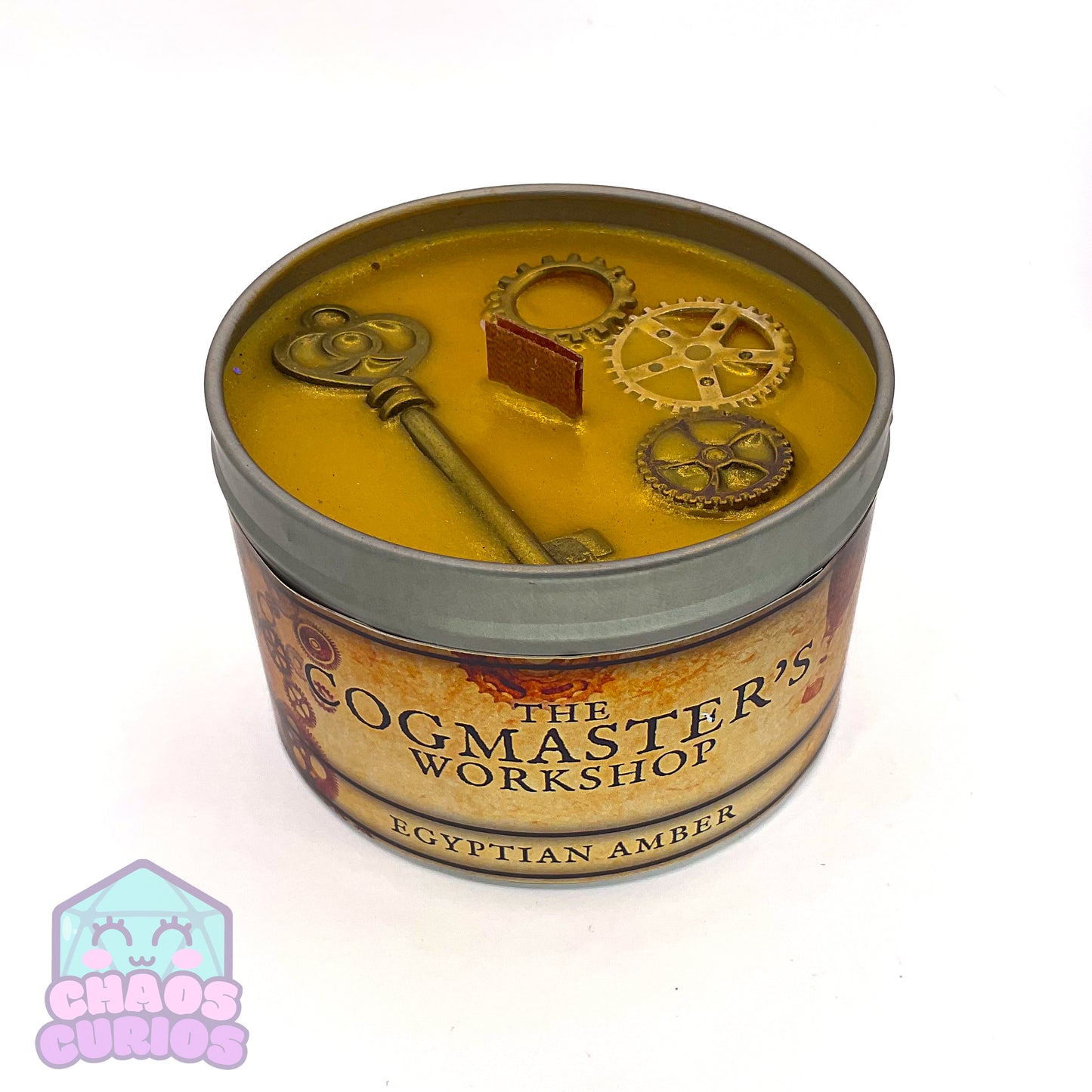 Cogmaster's Workshop Candle, Steampunk Candle, Vegan Coconut Wax Candle, Egyptian Amber Scented, 35 hrs+ burn time
