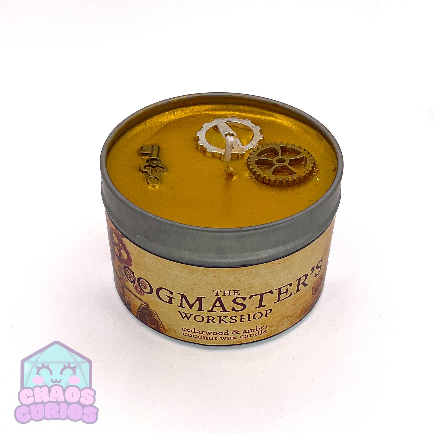 Cogmaster's Workshop Candle, Steampunk Candle, Vegan Coconut Wax Candle, Egyptian Amber Scented, 35 hrs+ burn time