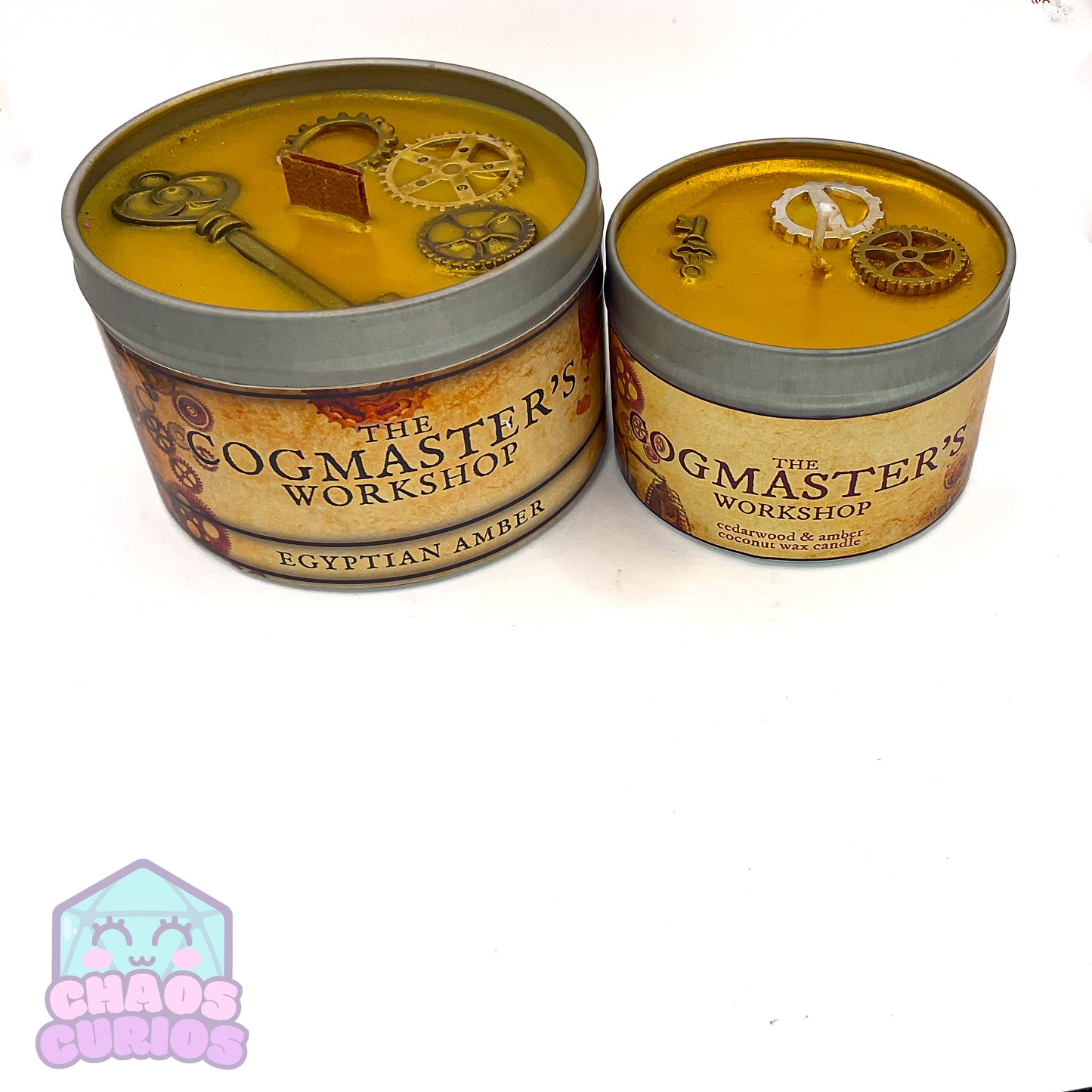 Cogmaster's Workshop Candle, Steampunk Candle, Vegan Coconut Wax Candle, Egyptian Amber Scented, 35 hrs+ burn time