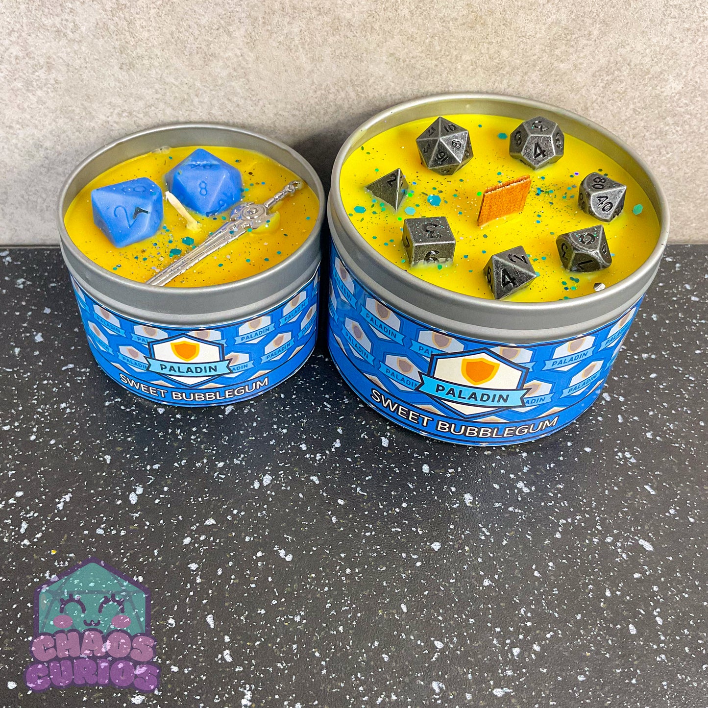 Paladin, DnD Character Candle, DnD Dice Candle, Wooden Wick, Snow Bubblegum Fairy Scented, Roleplay Candle, Dice Wax Melts, 35+ Hours