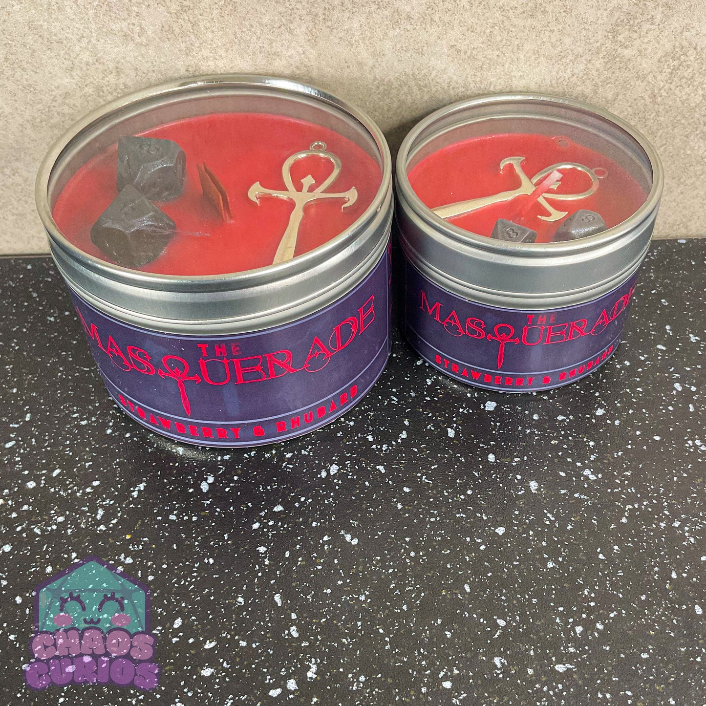 The Masquerade, Vampire themed Vegan Coconut Wax Candle, Strawberry and Rhubarb Scented, 35 hrs+ burn time, Roleplaying Game Candle, RPG Candle