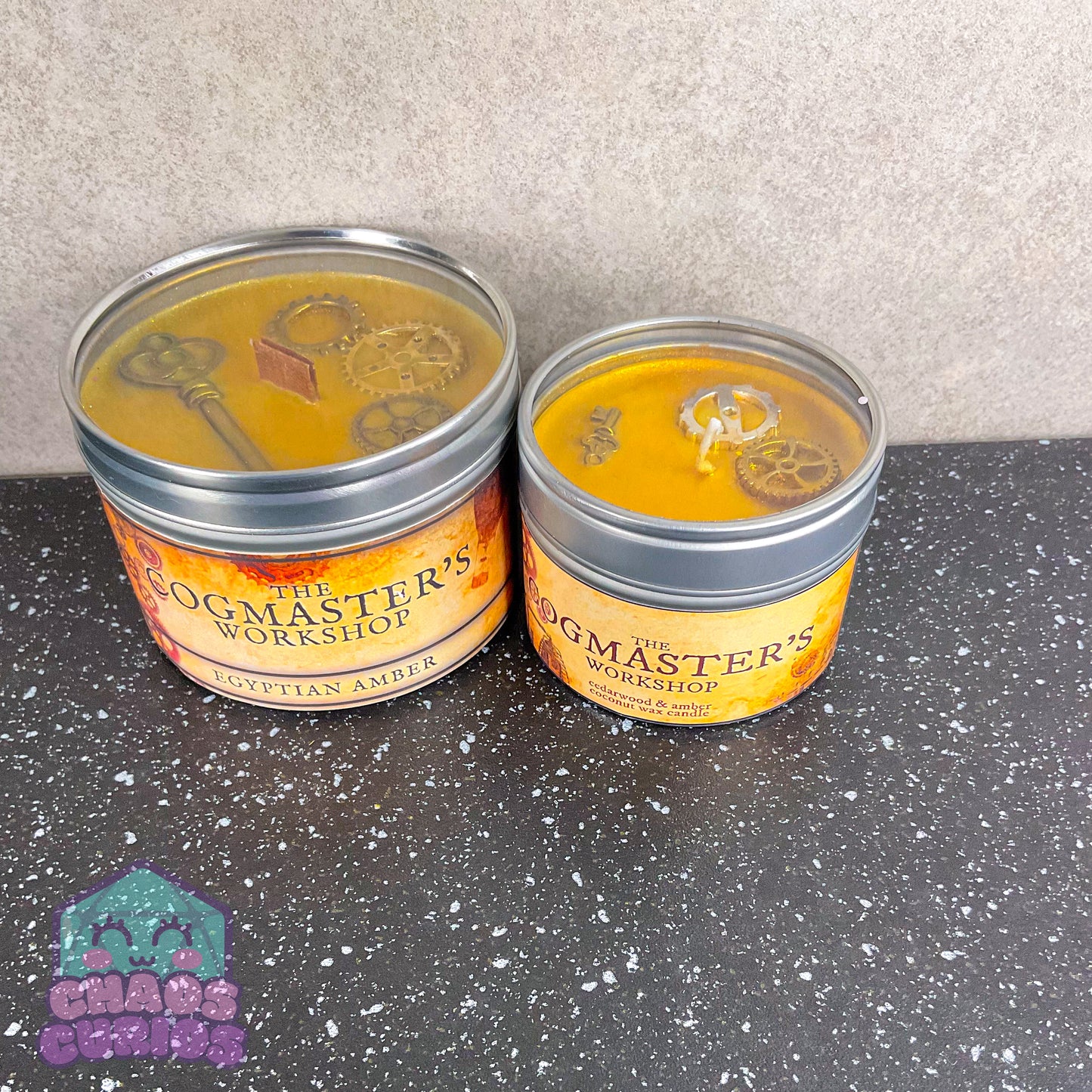 Cogmaster's Workshop Candle, Steampunk Candle, Vegan Coconut Wax Candle, Egyptian Amber Scented, 35 hrs+ burn time