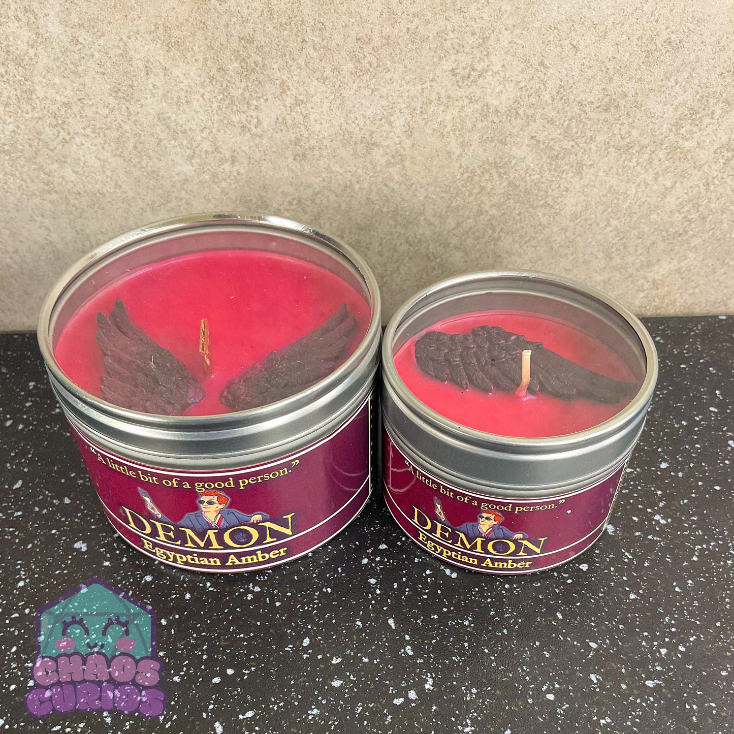 Demon Vegan Coconut Wax Candle, Egyptian Amber and Cedar Flames, 35 hrs+ burn time, Angel/Demon Inspired Candle, Good Omens Candle, Good Omens Fandom