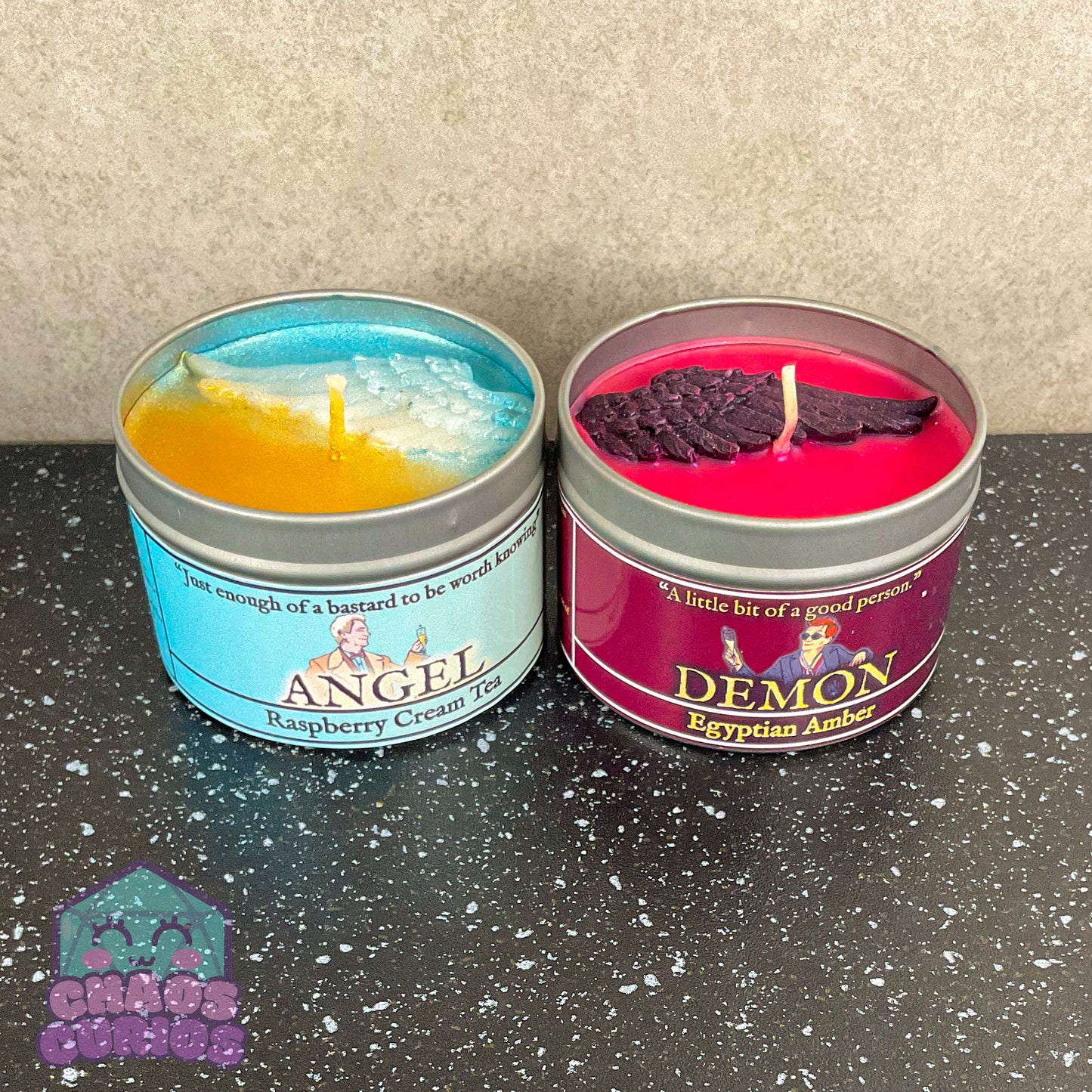 Angel Vegan Coconut Wax Candle, Raspberry Scone Cream Tea, Black Raspberry and Vanilla, 35 hrs+ burn time, Angel/Demon Inspired Candle, Good Omens Candle, Good Omens Fandom
