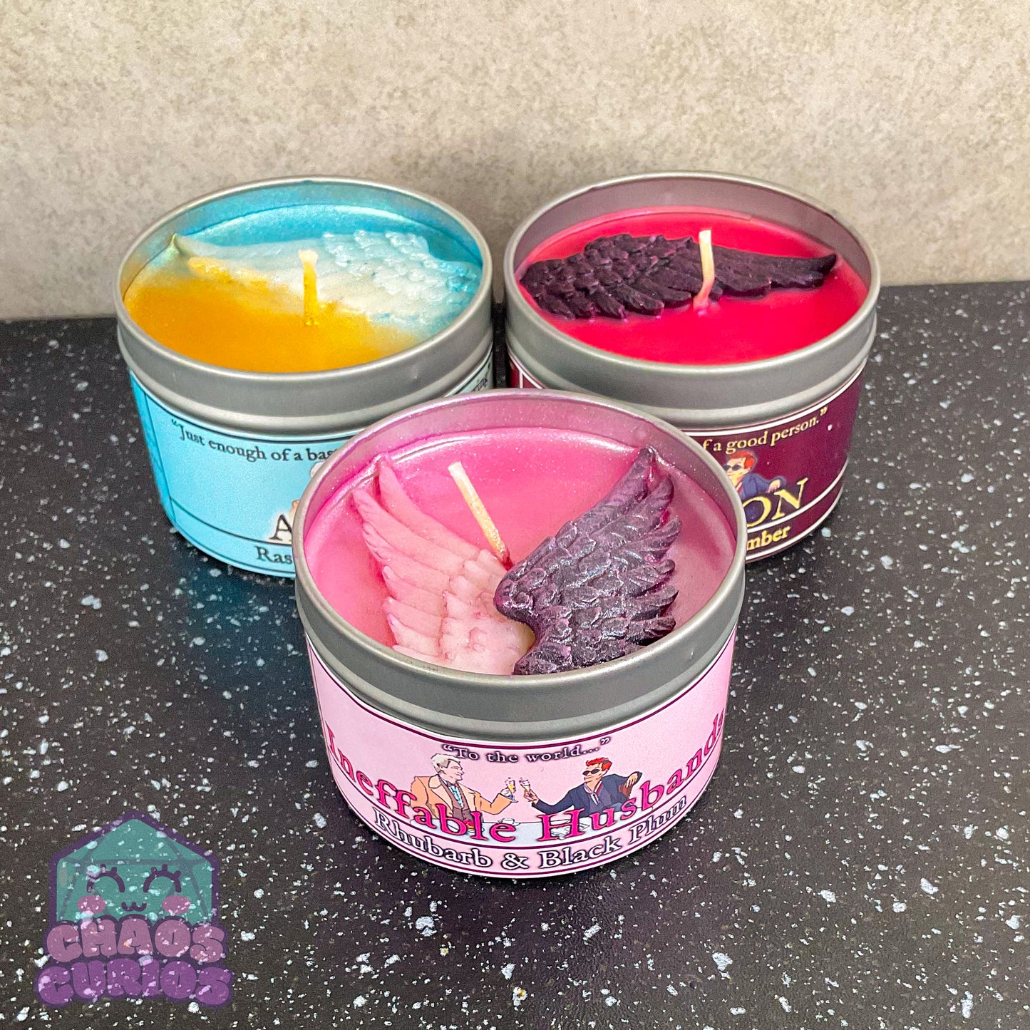 Angel Vegan Coconut Wax Candle, Raspberry Scone Cream Tea, Black Raspberry and Vanilla, 35 hrs+ burn time, Angel/Demon Inspired Candle, Good Omens Candle, Good Omens Fandom