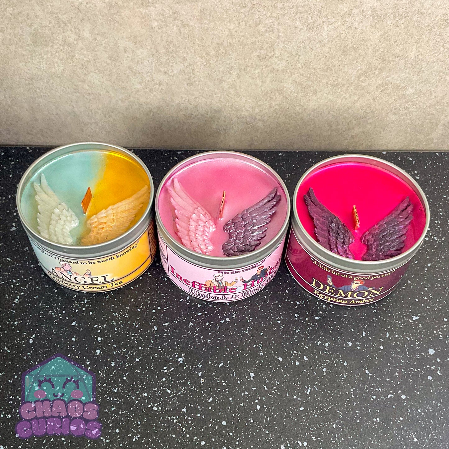 Angel Vegan Coconut Wax Candle, Raspberry Scone Cream Tea, Black Raspberry and Vanilla, 35 hrs+ burn time, Angel/Demon Inspired Candle, Good Omens Candle, Good Omens Fandom