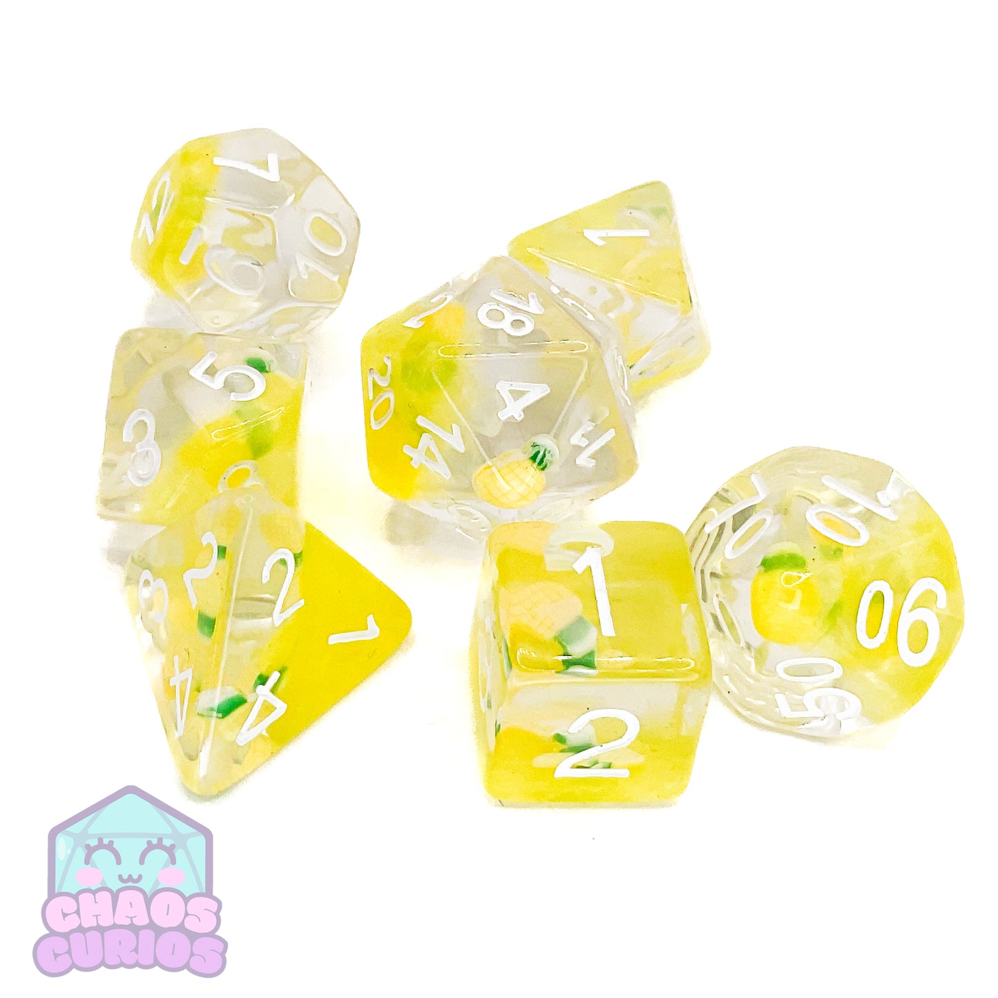 Pineapple Pina Colada 7-piece Resin Dice Set