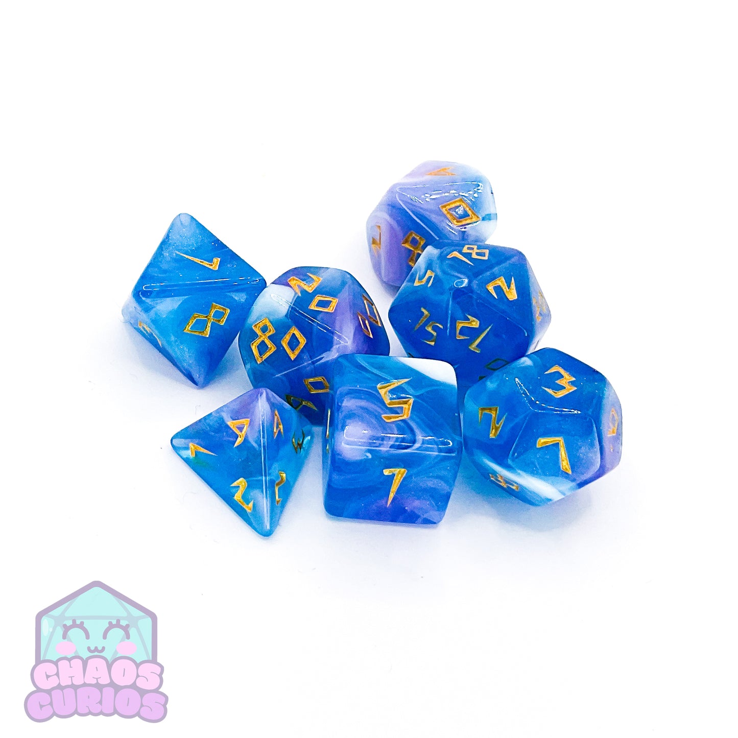 Blue Purple Norse 7-piece Dice Set