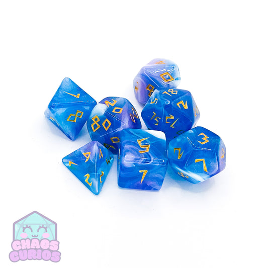 Blue Purple Norse 7-piece Dice Set