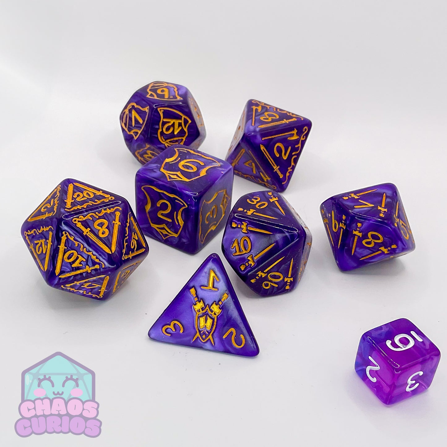 Purple CHONKY 7-piece Dice Set