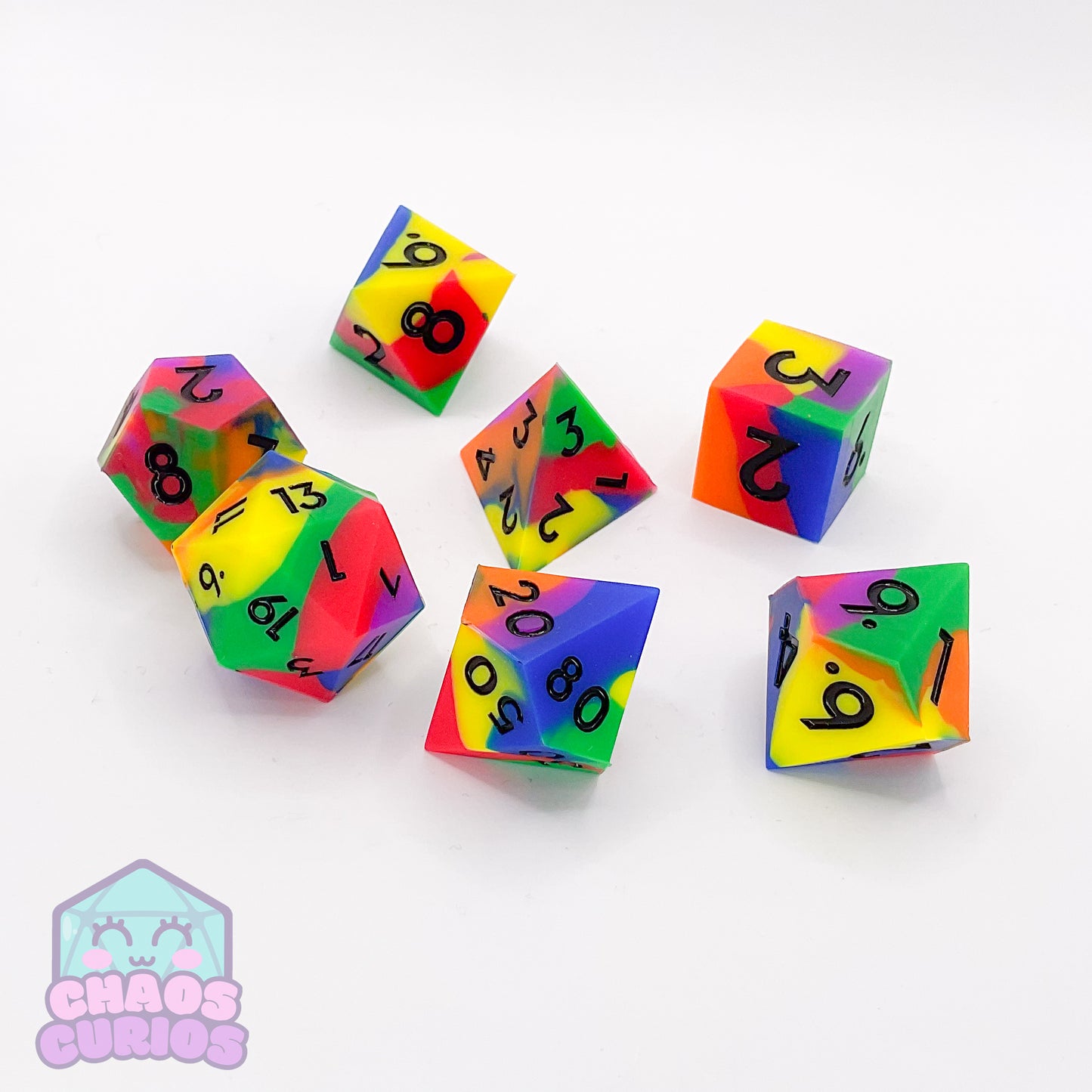 BOUNCY BALL Rainbow 7-piece Dice Set