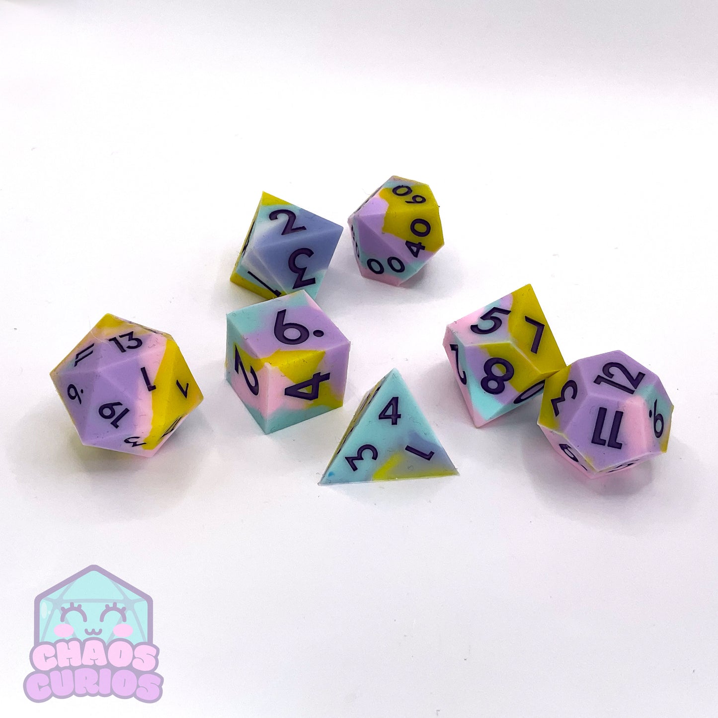 BOUNCY BALL Pastel 7-piece Dice Set
