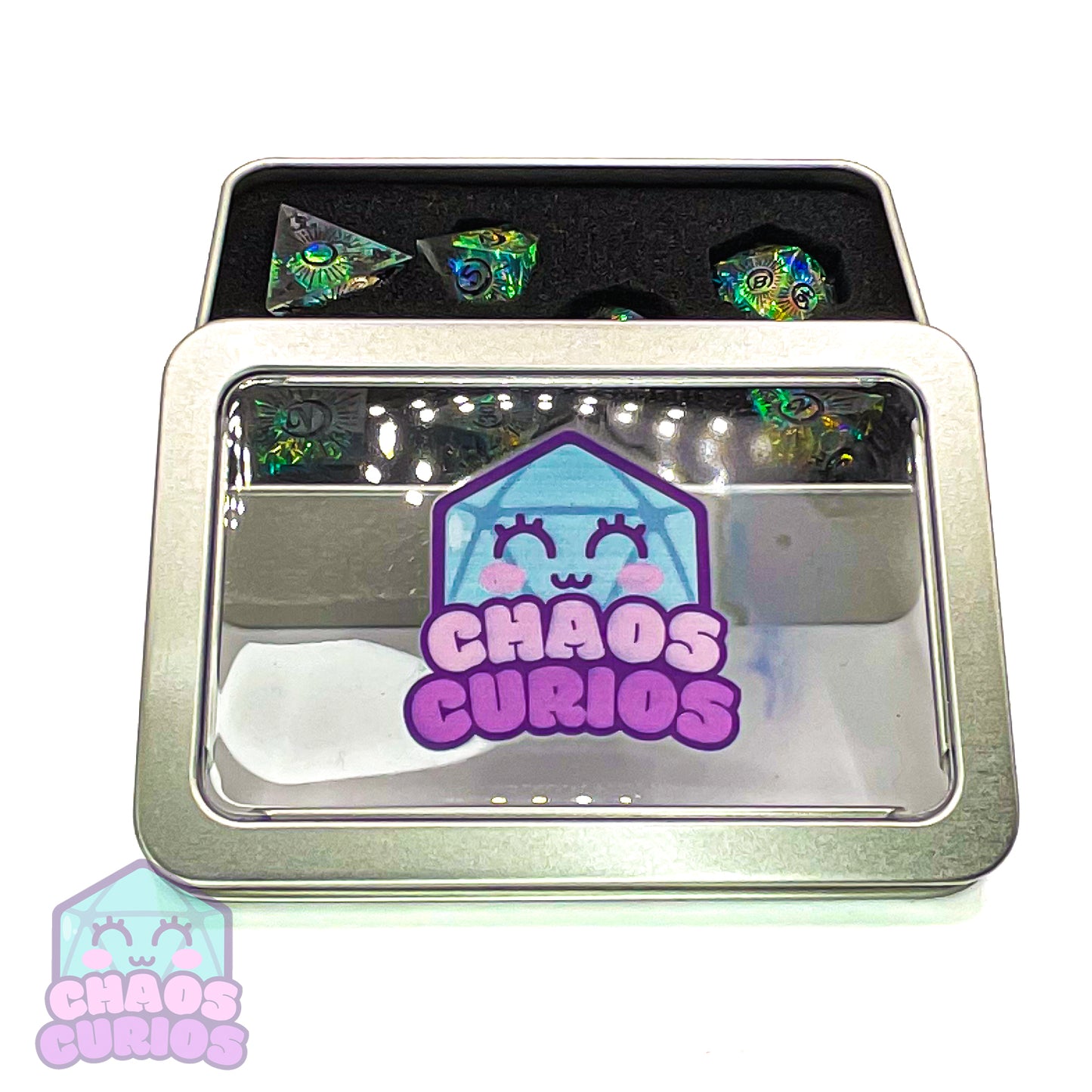 Holographic Mystical Moon 7-piece Sharp Edged Resin Dice Set