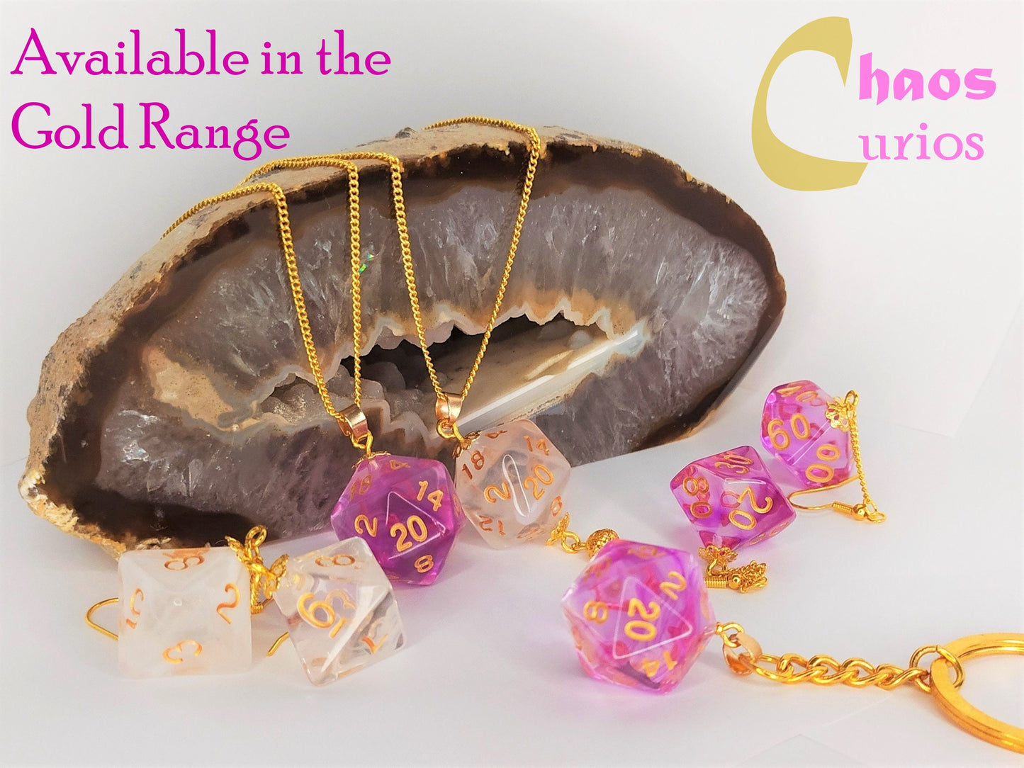 D10/% Dice Earrings, Gold Finishing, Dnd Swag