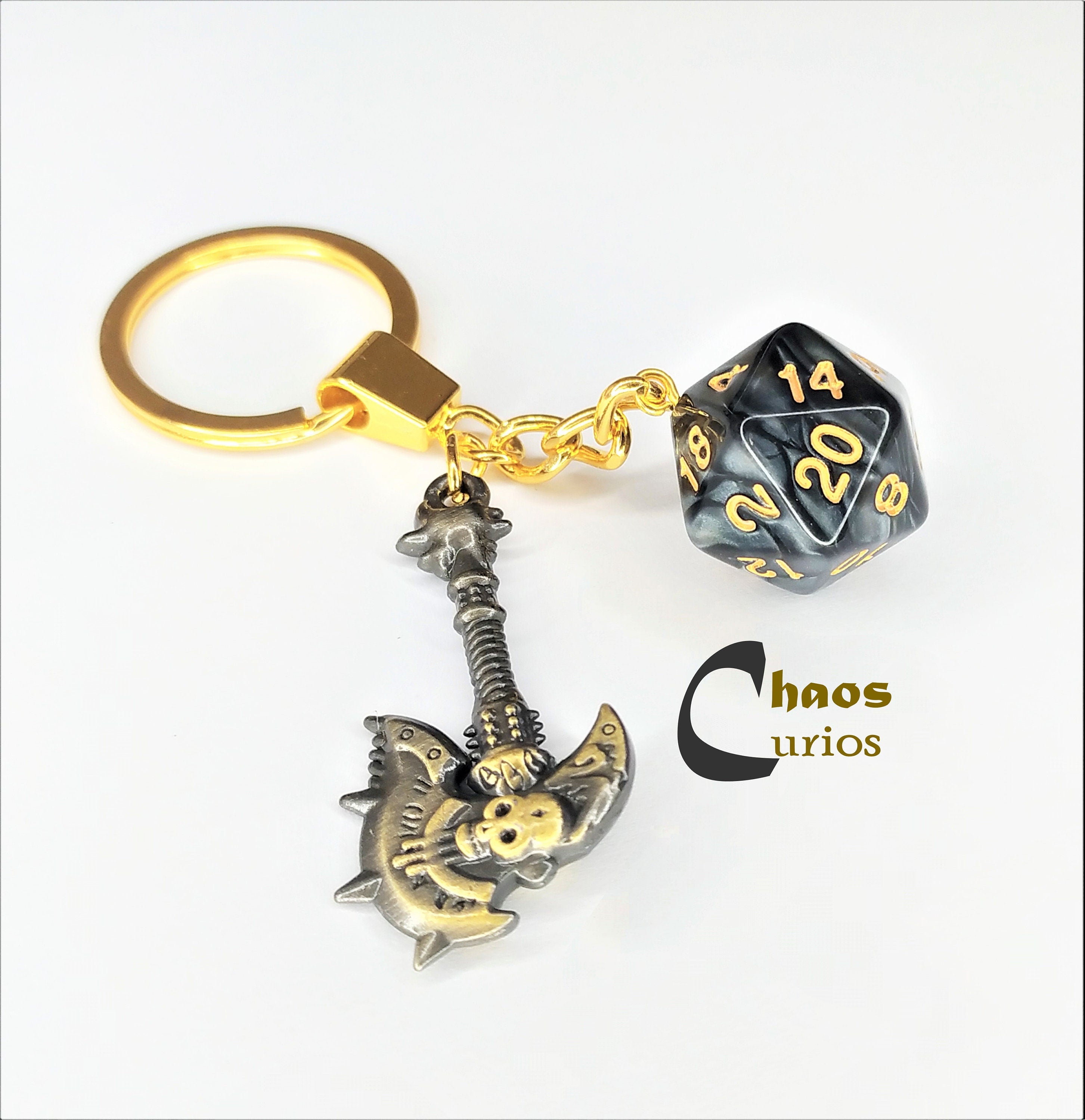 keyring D20 D&D dice, die accessory Dungeons & Dragons custom key ring  colours