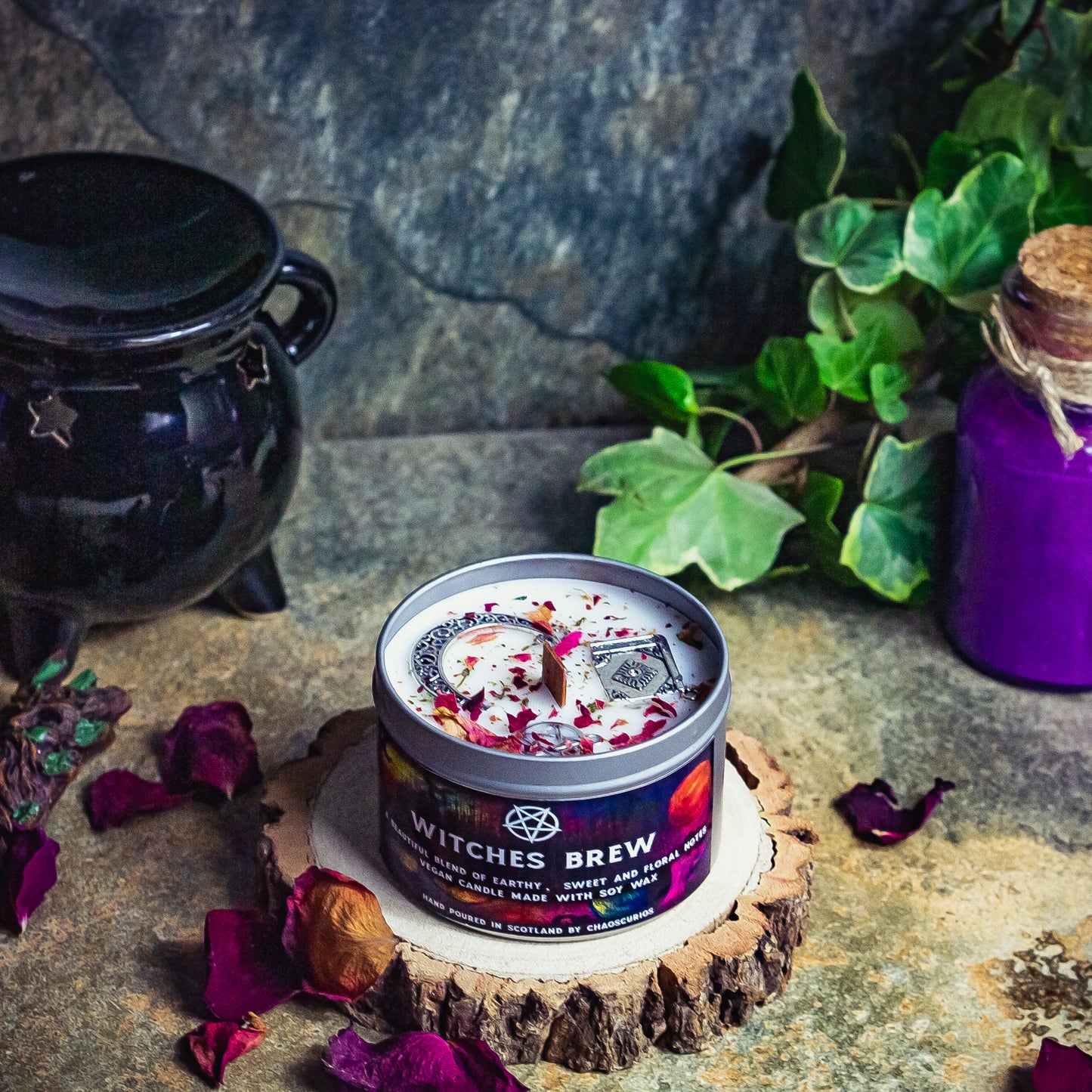 Witches Brew, Vegan Soy Candle, Witchy Aesthetic, Witchy Vibes, Pentacle Candle, Moon Candle, Book of Spells