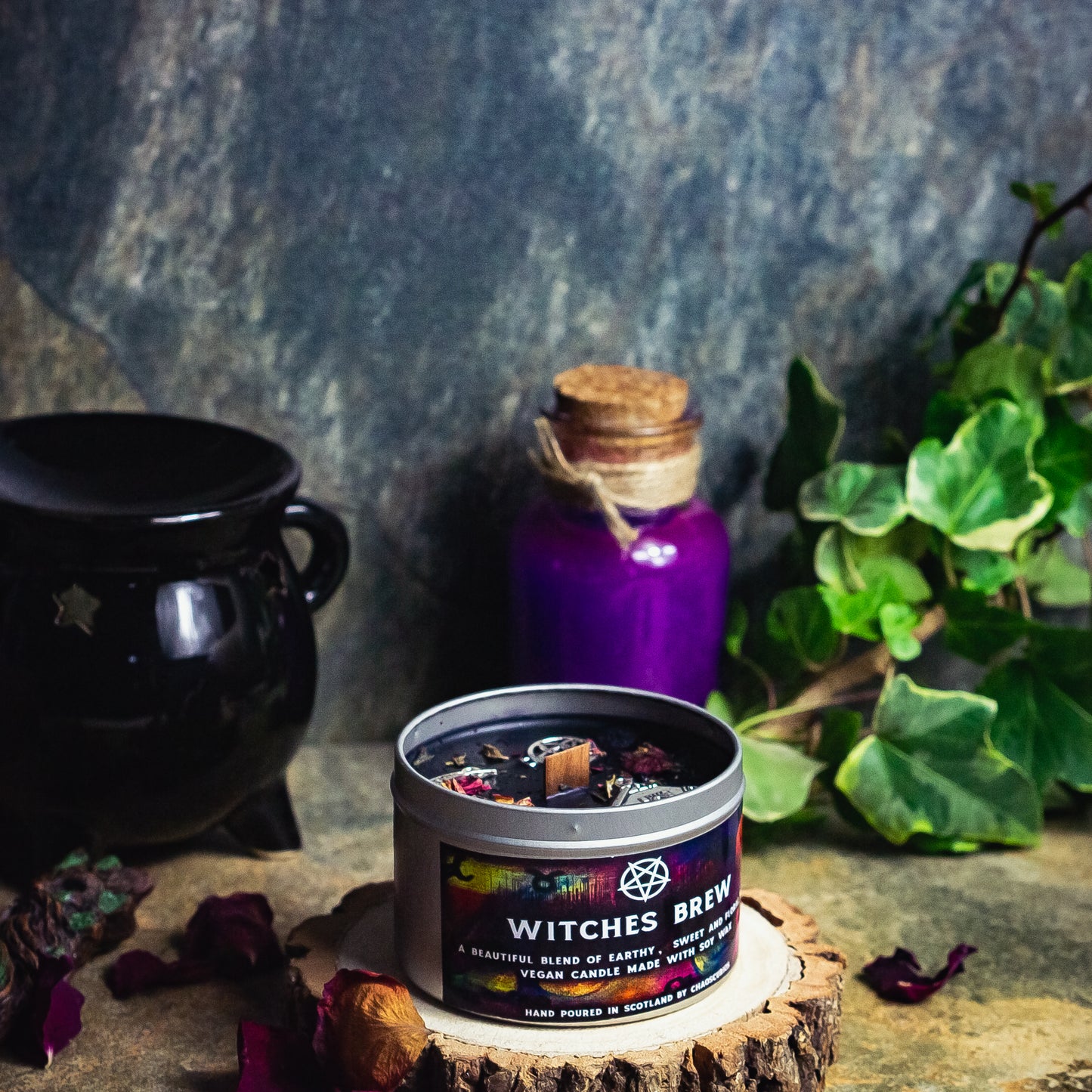 Witches Brew, Vegan Soy Candle, Witchy Aesthetic, Witchy Vibes, Moon Candle, Pentacle Candle, Pentagram Candle, Book of Spells, 35+ Hours