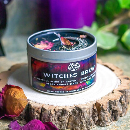 Witches Brew, Vegan Soy Candle, Witchy Aesthetic, Witchy Vibes, Moon Candle, Pentacle Candle, Pentagram Candle, Book of Spells, 35+ Hours