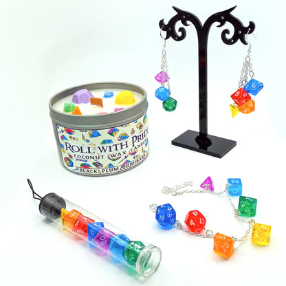 DnD Mini Dice Earrings - Multicolour - Silver Finishing - DnD Swag