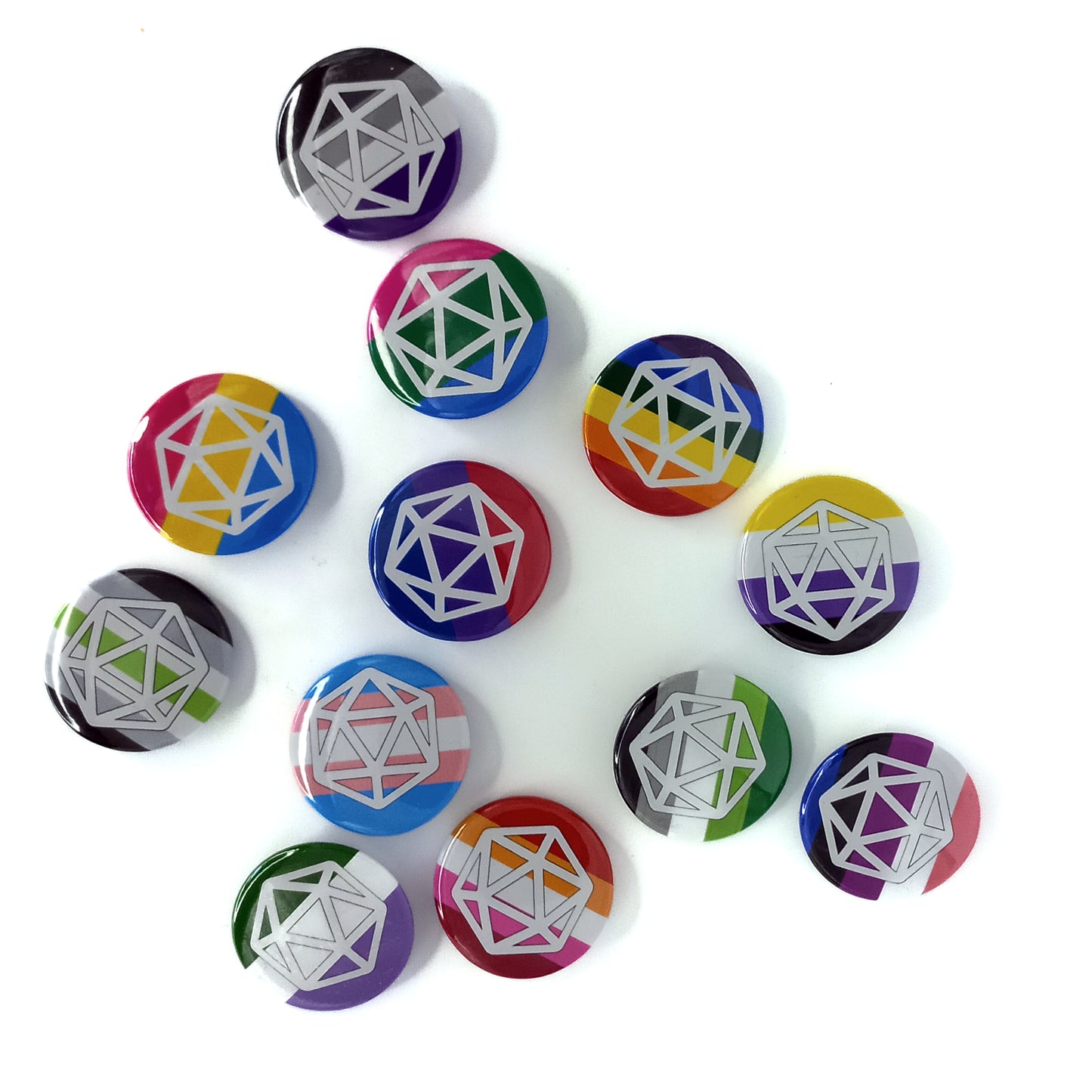 DnD Pride Badge, LBGT DnD Pride, Gay, Lesbian, Bisexual, Asexual, Genderqueer, Pansexual, Aromatic, Polysexual, Trans Pride, 1 inch