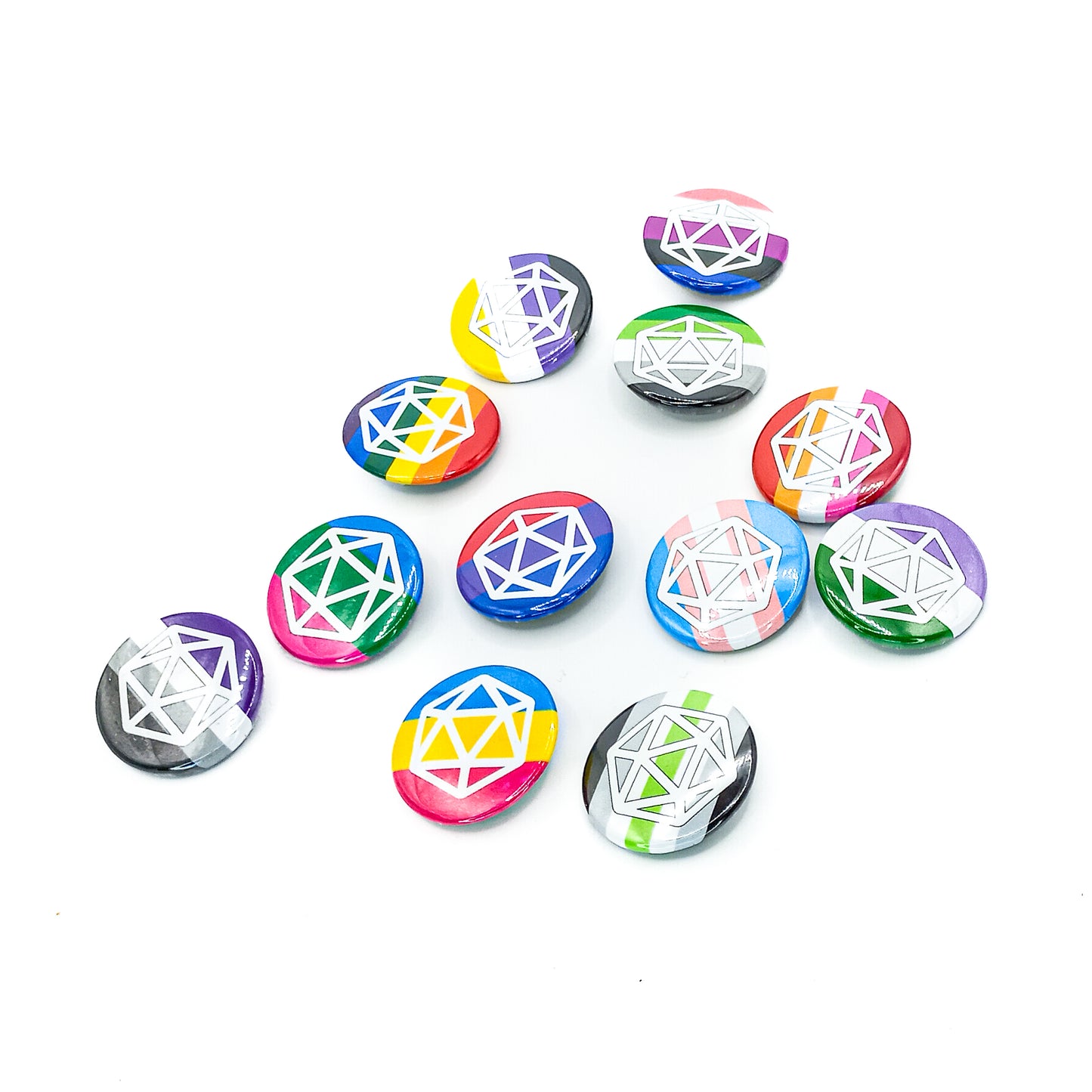 DnD Pride Badge, LBGT DnD Pride, Gay, Lesbian, Bisexual, Asexual, Genderqueer, Pansexual, Aromatic, Polysexual, Trans Pride, 1 inch