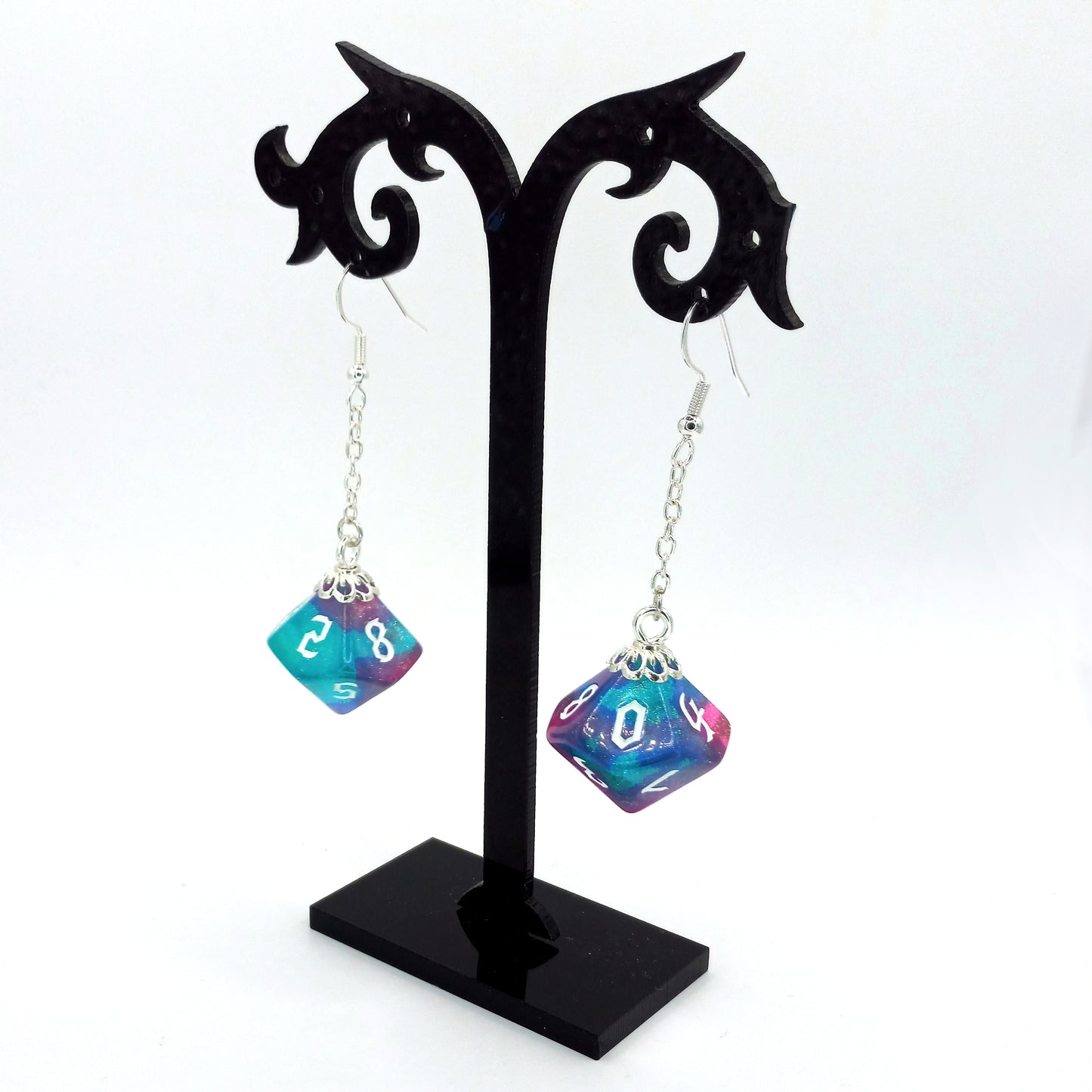 Glitter Galaxy, DnD Dice Jewellery, Dice Necklace, Dice Earrings