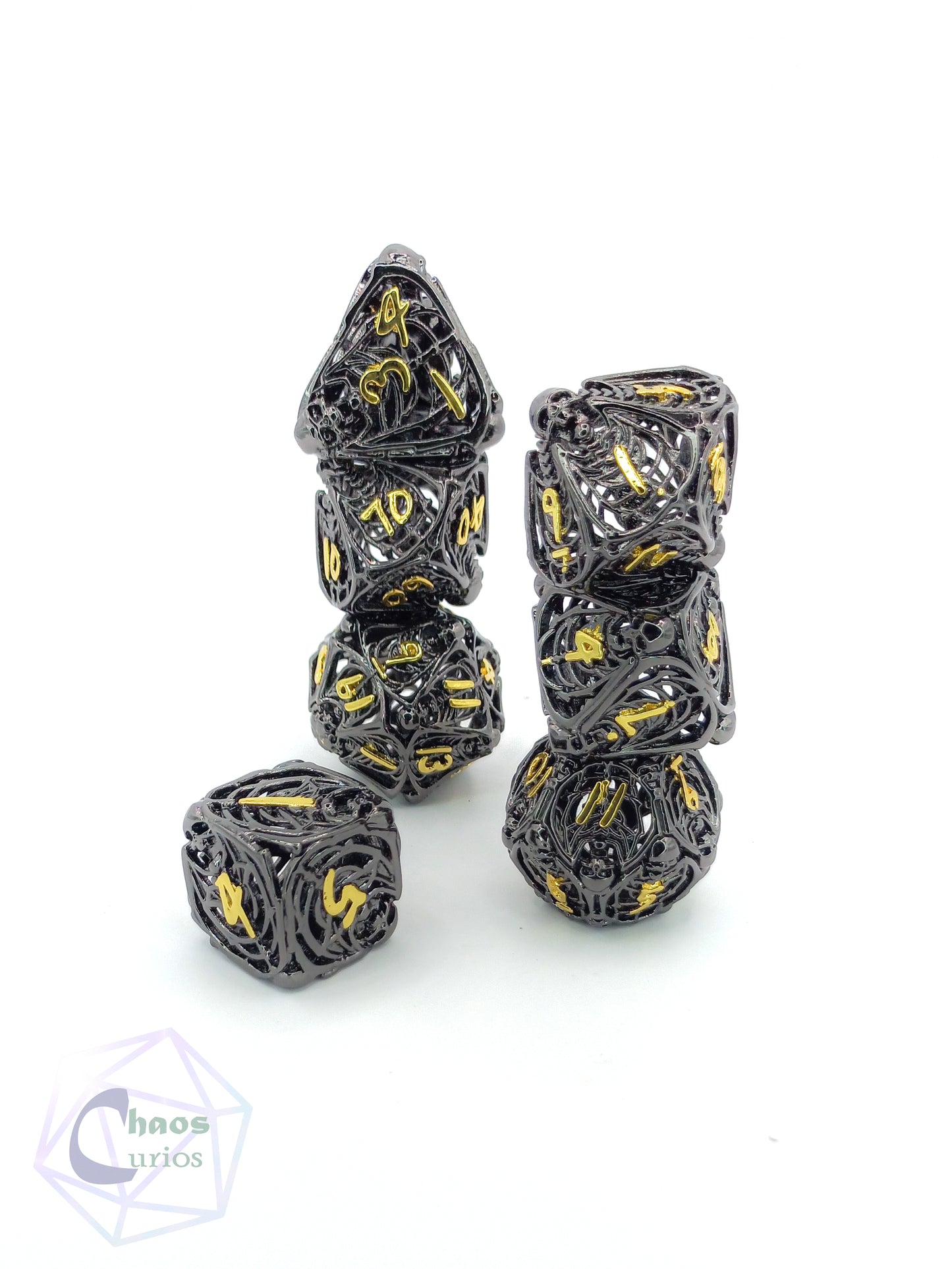 Hollow Skull 7-piece Metal Dice Set