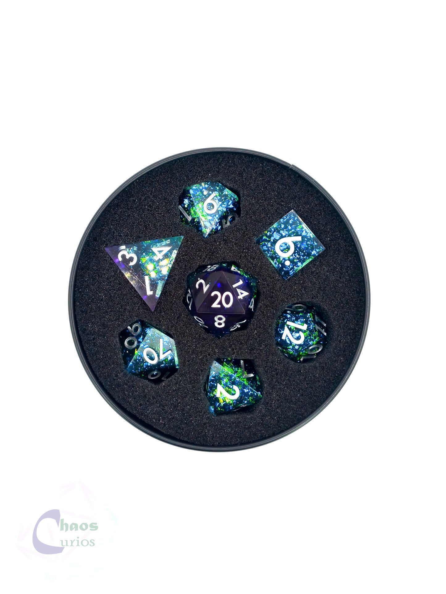 Dark Nebula 7-piece Sharp Edged Resin Dice Set