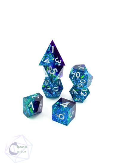 Dark Nebula 7-piece Sharp Edged Resin Dice Set